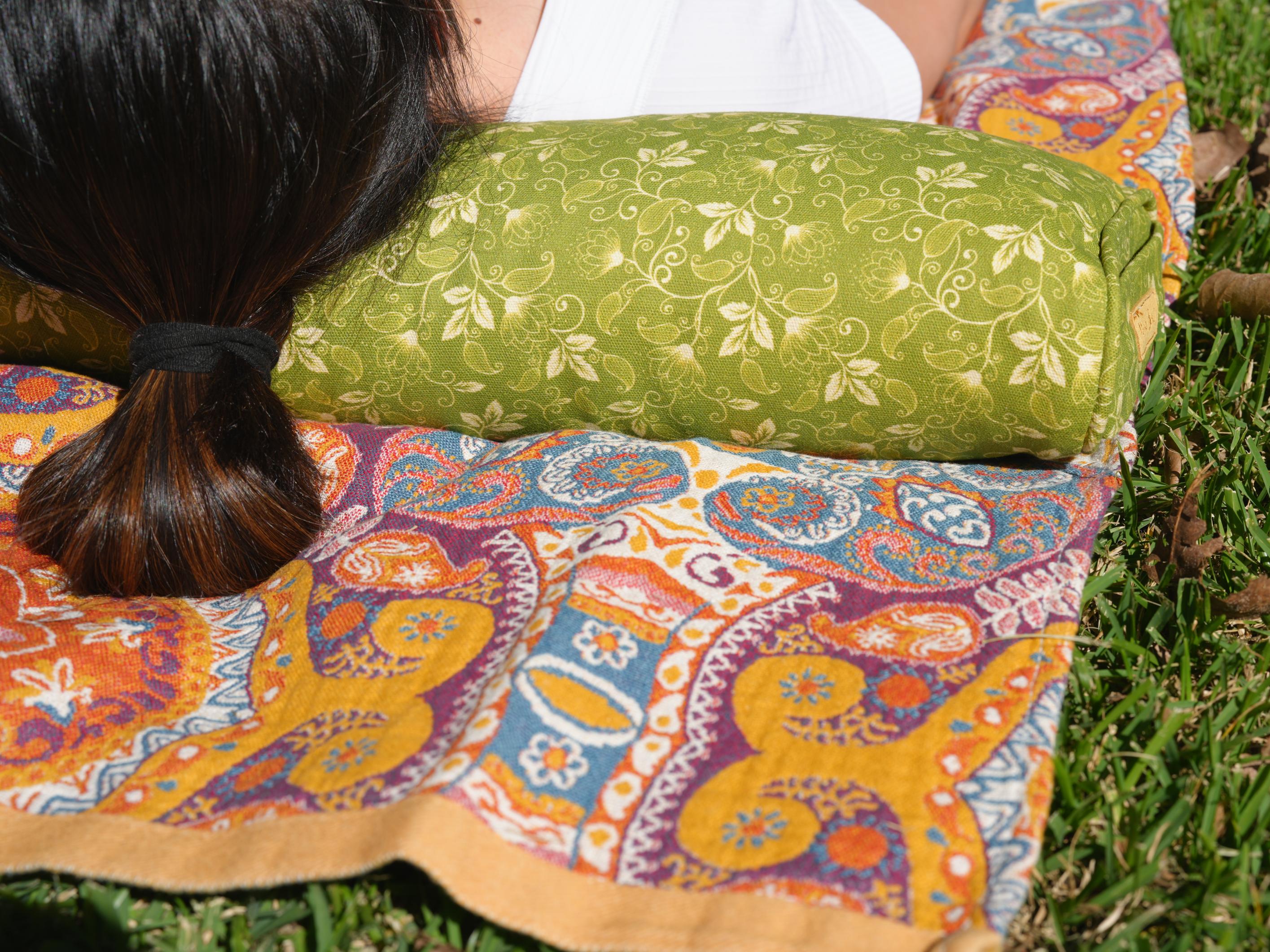 Pranayama Yoga Bolster | Sacred Lotus | Olive Green - Yoga Soul