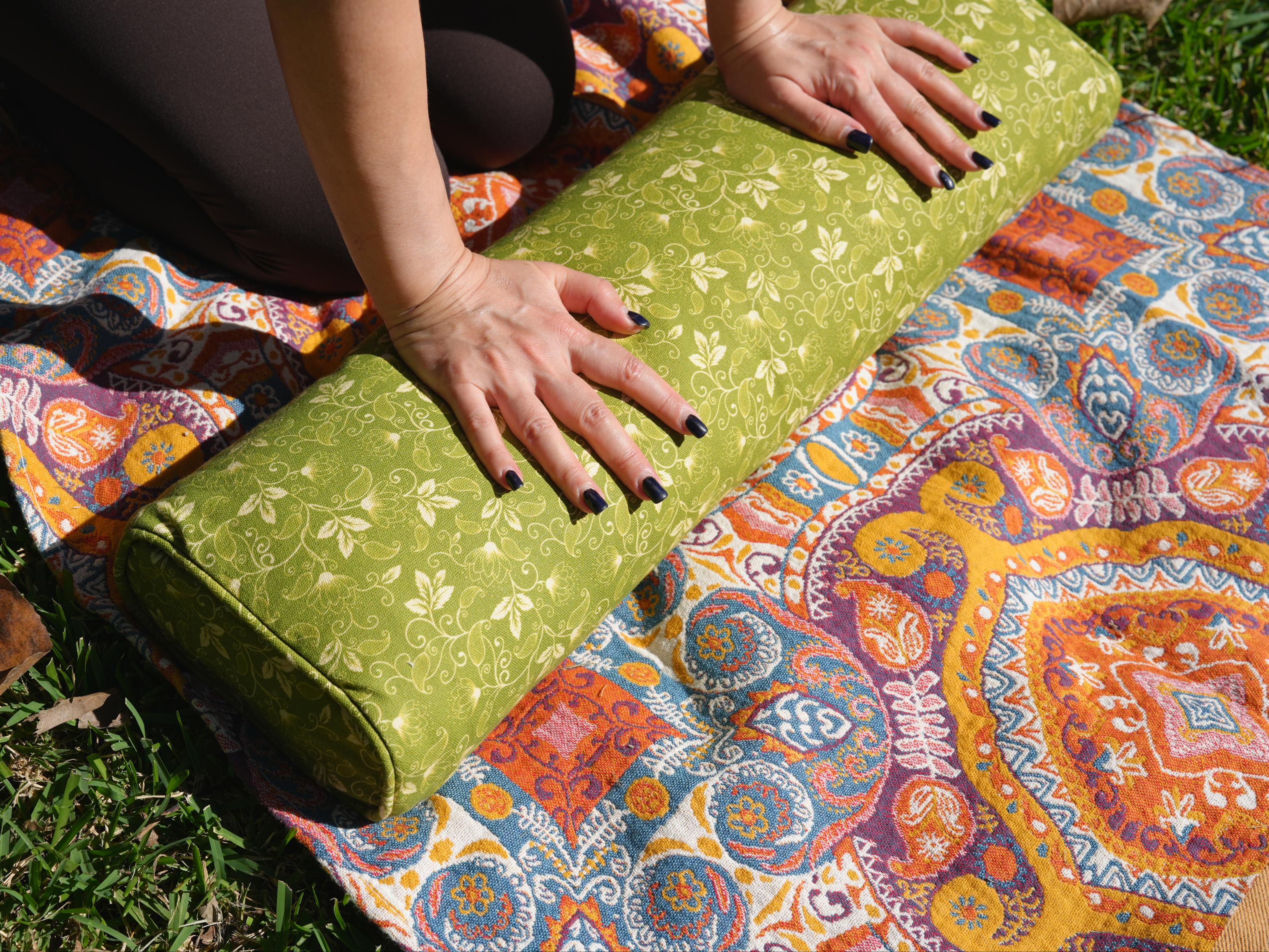 Pranayama Yoga Bolster | Sacred Lotus | Olive Green - Yoga Soul