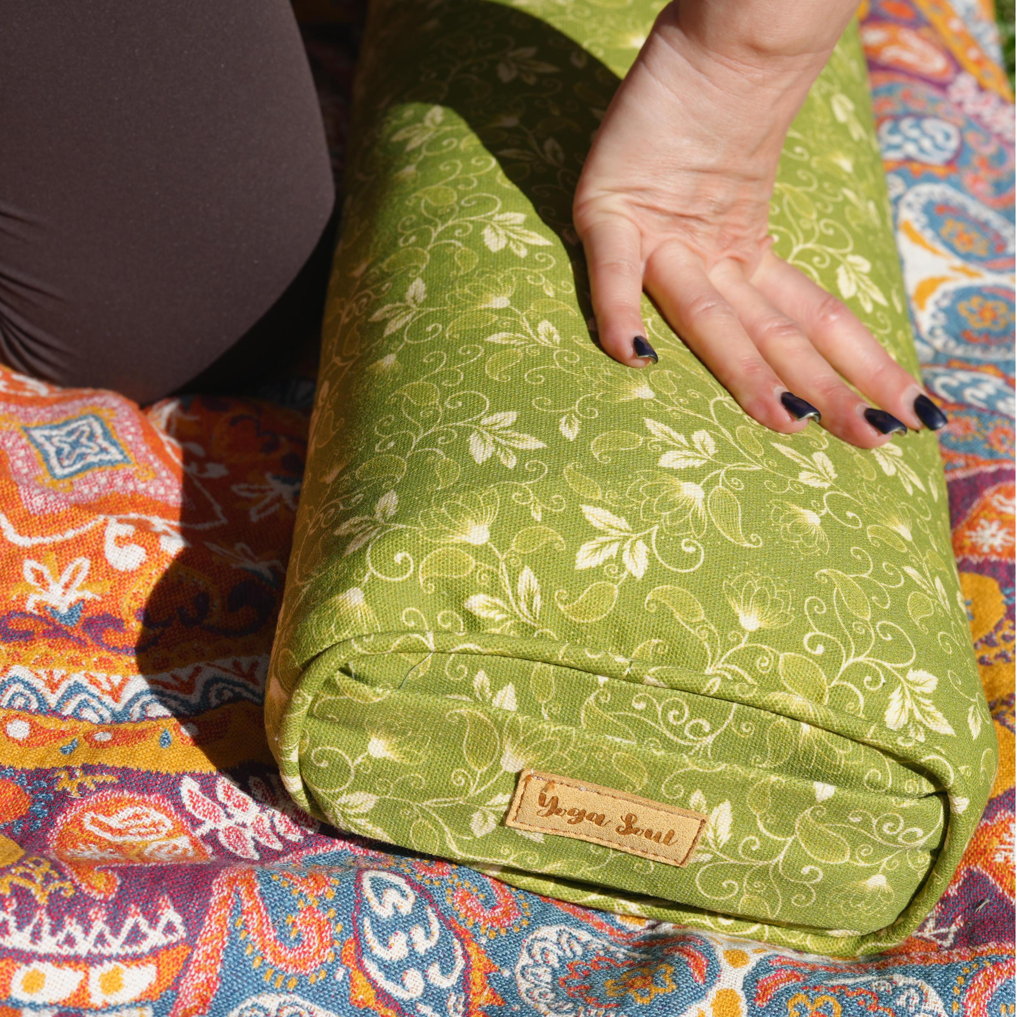 Pranayama Yoga Bolster | Yoga Pillow | Sacred Lotus| Green