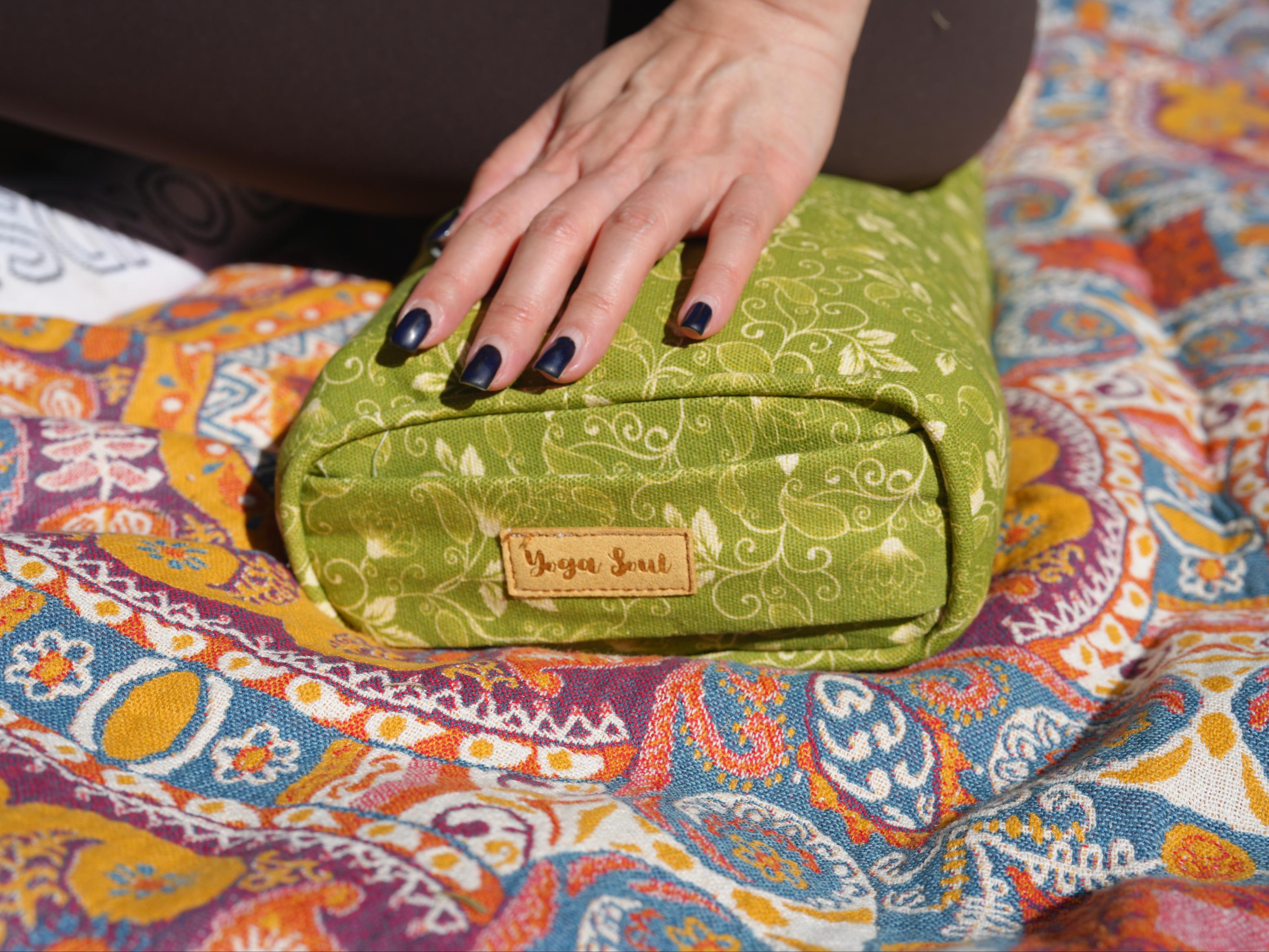 Pranayama Yoga Bolster | Sacred Lotus | Olive Green - Yoga Soul