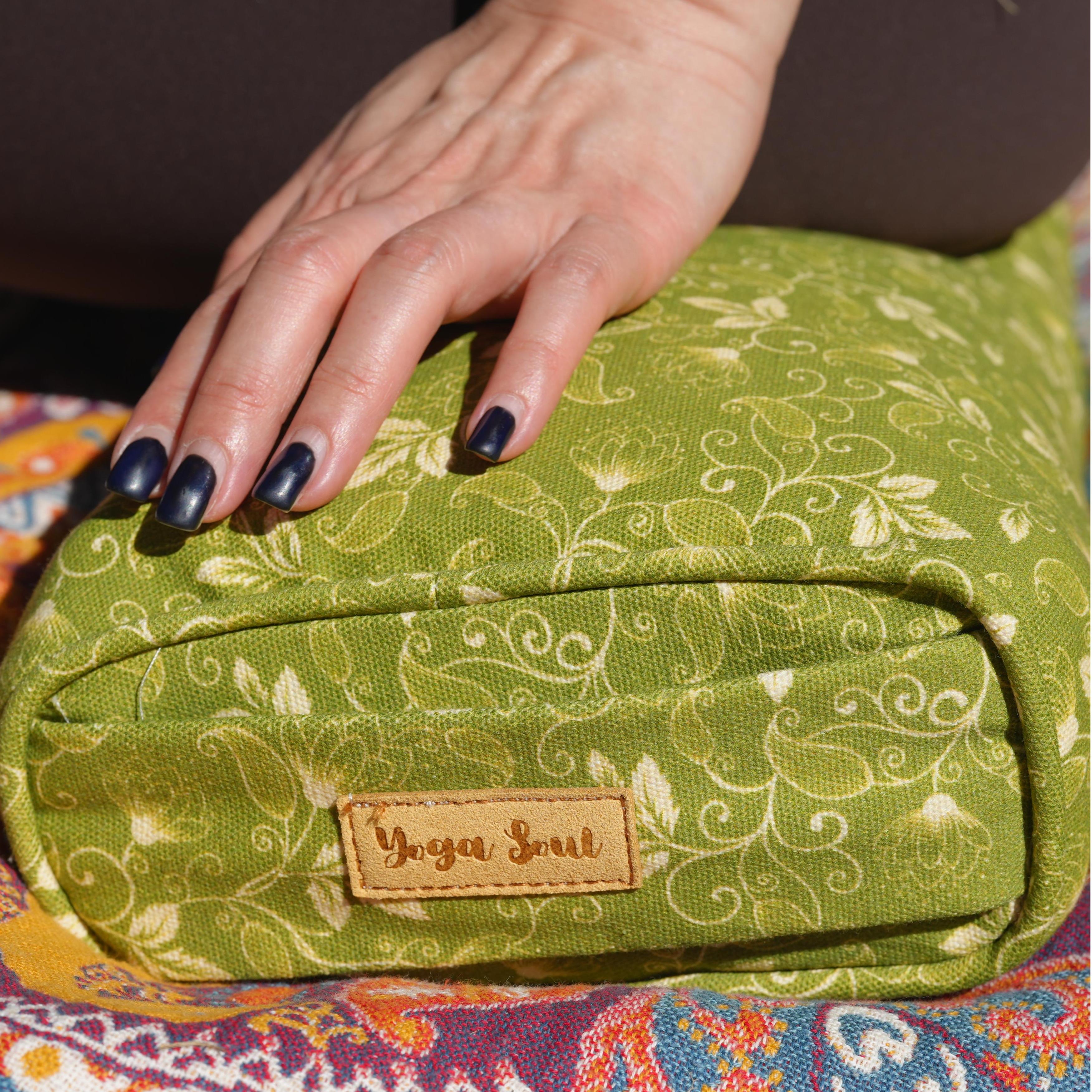 Pranayama Yoga Bolster | Yoga Pillow | Sacred Lotus| Green