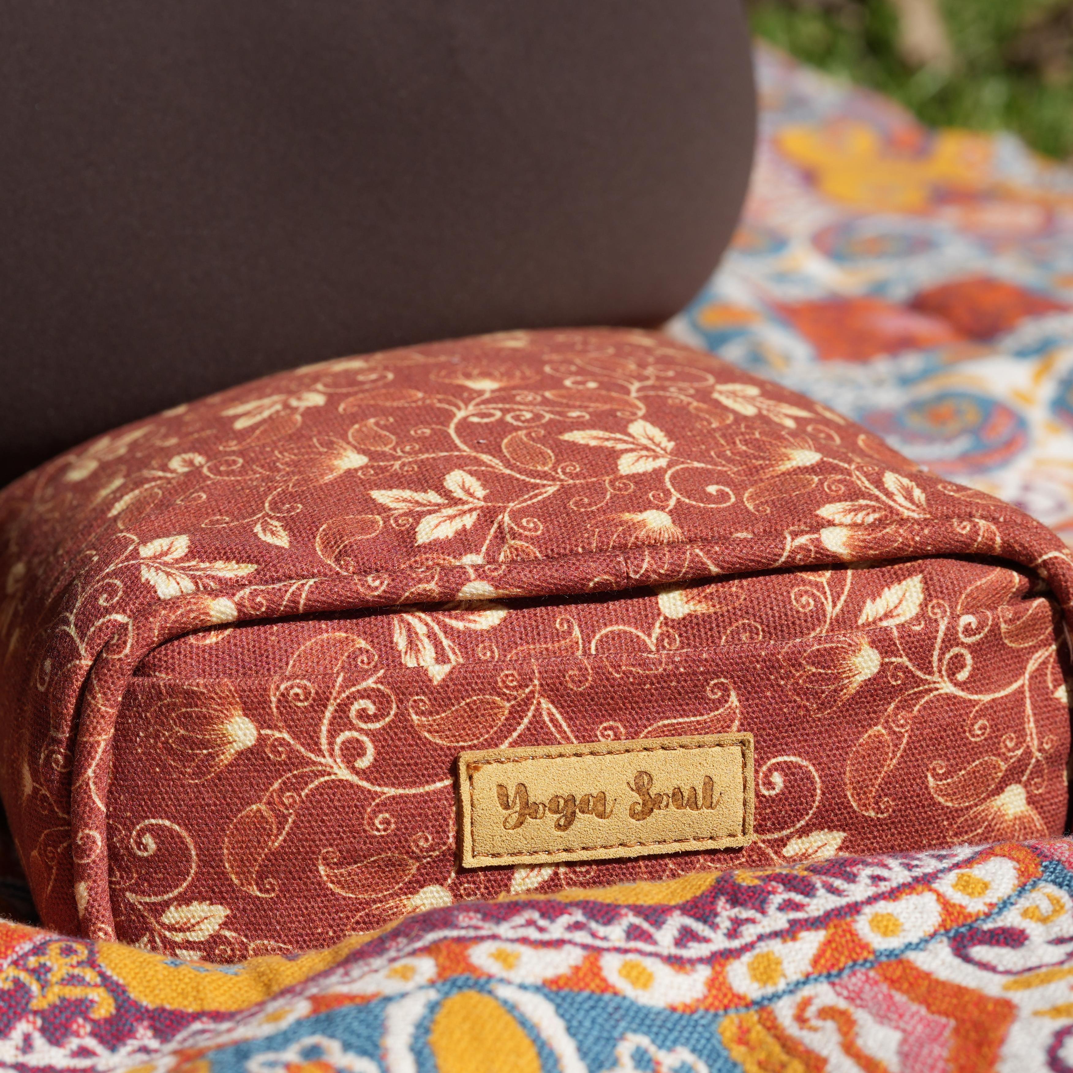 Pranayama Yoga Bolster | Yoga Pillow | Sacred Lotus| Red Cinnamon