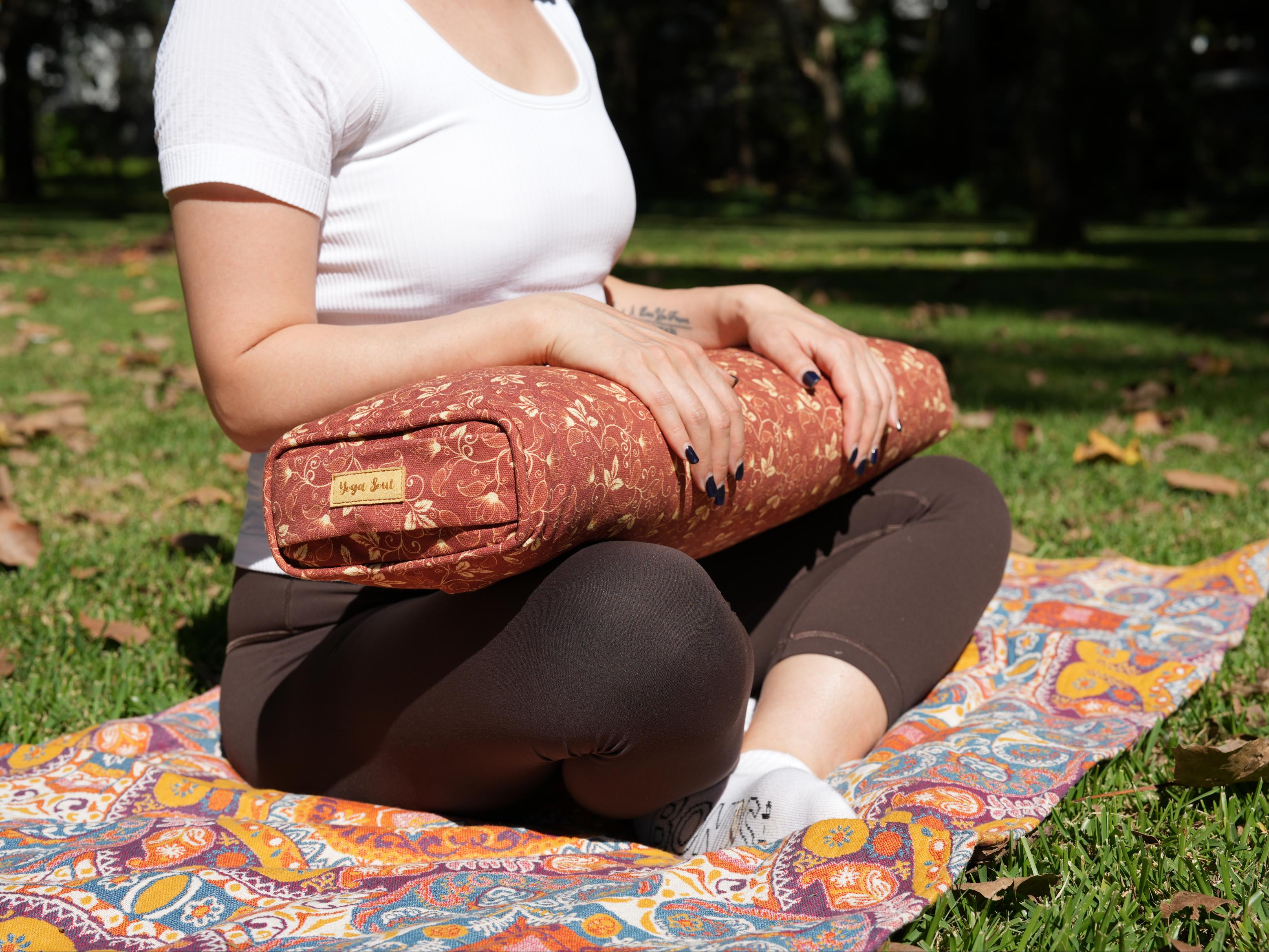 Pranayama Yoga Bolster | Sacred Lotus | Rust - Yoga Soul
