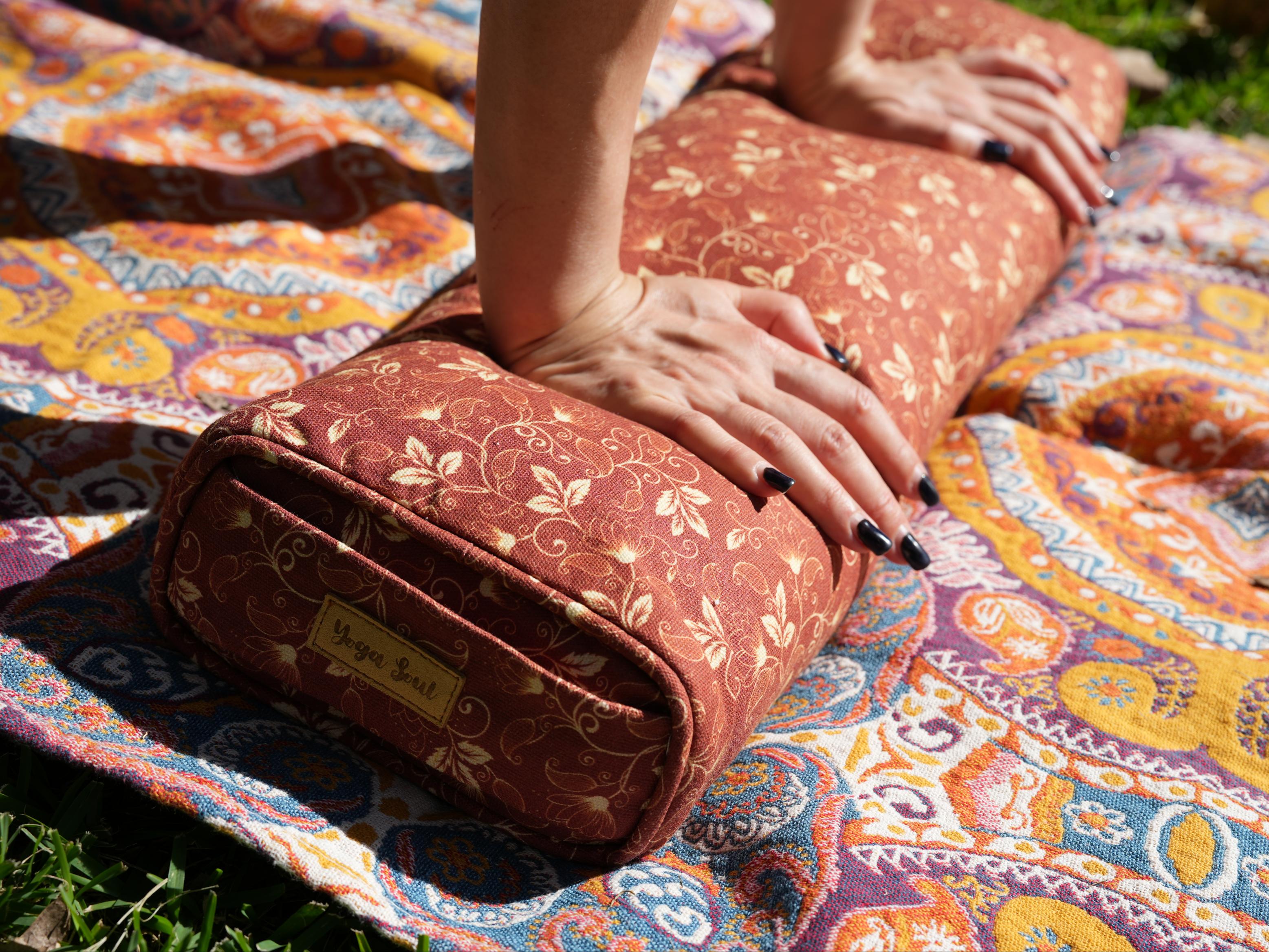 Pranayama Yoga Bolster | Sacred Lotus | Rust - Yoga Soul