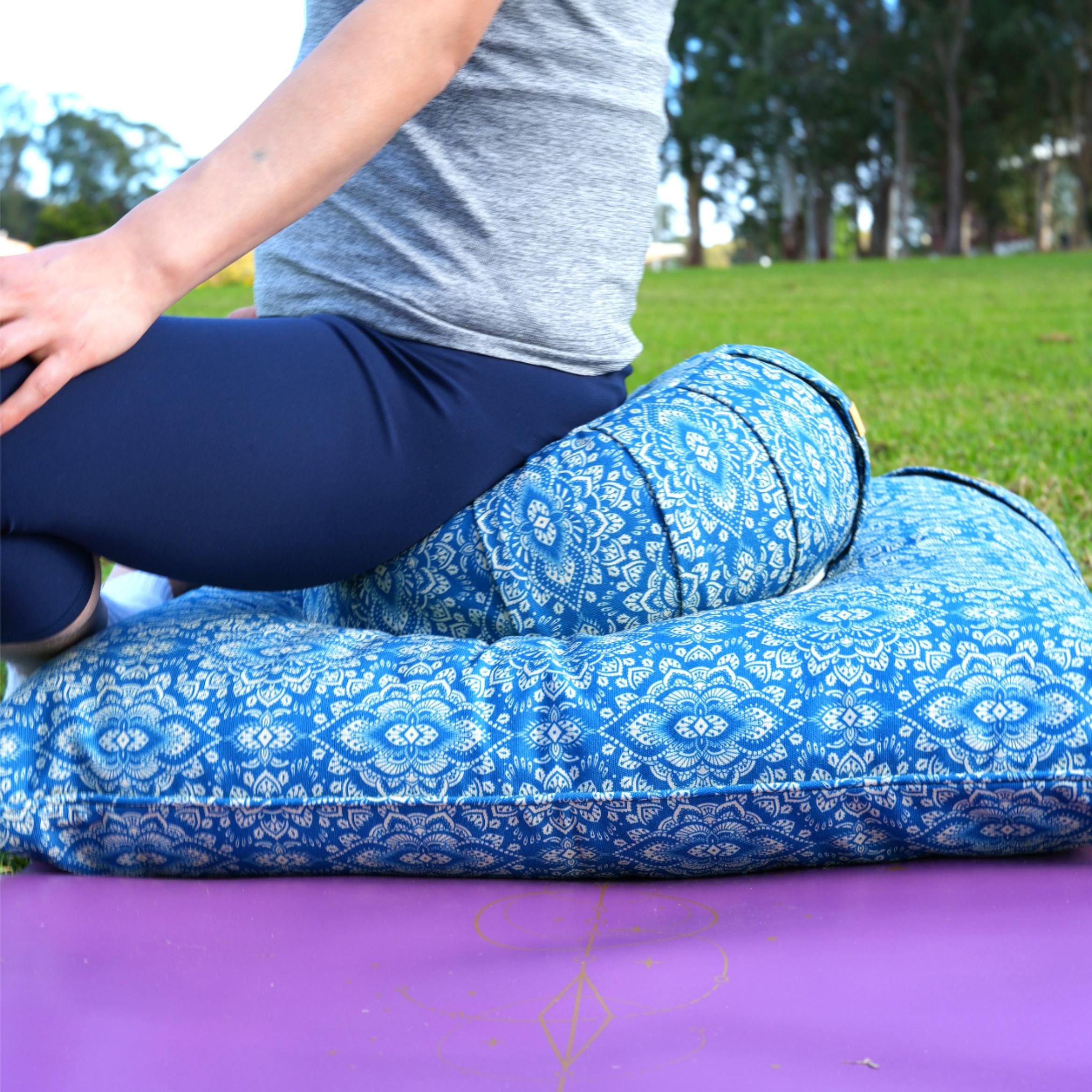 ZABUTON Meditation Cushion | Mandala | Indigo Blue