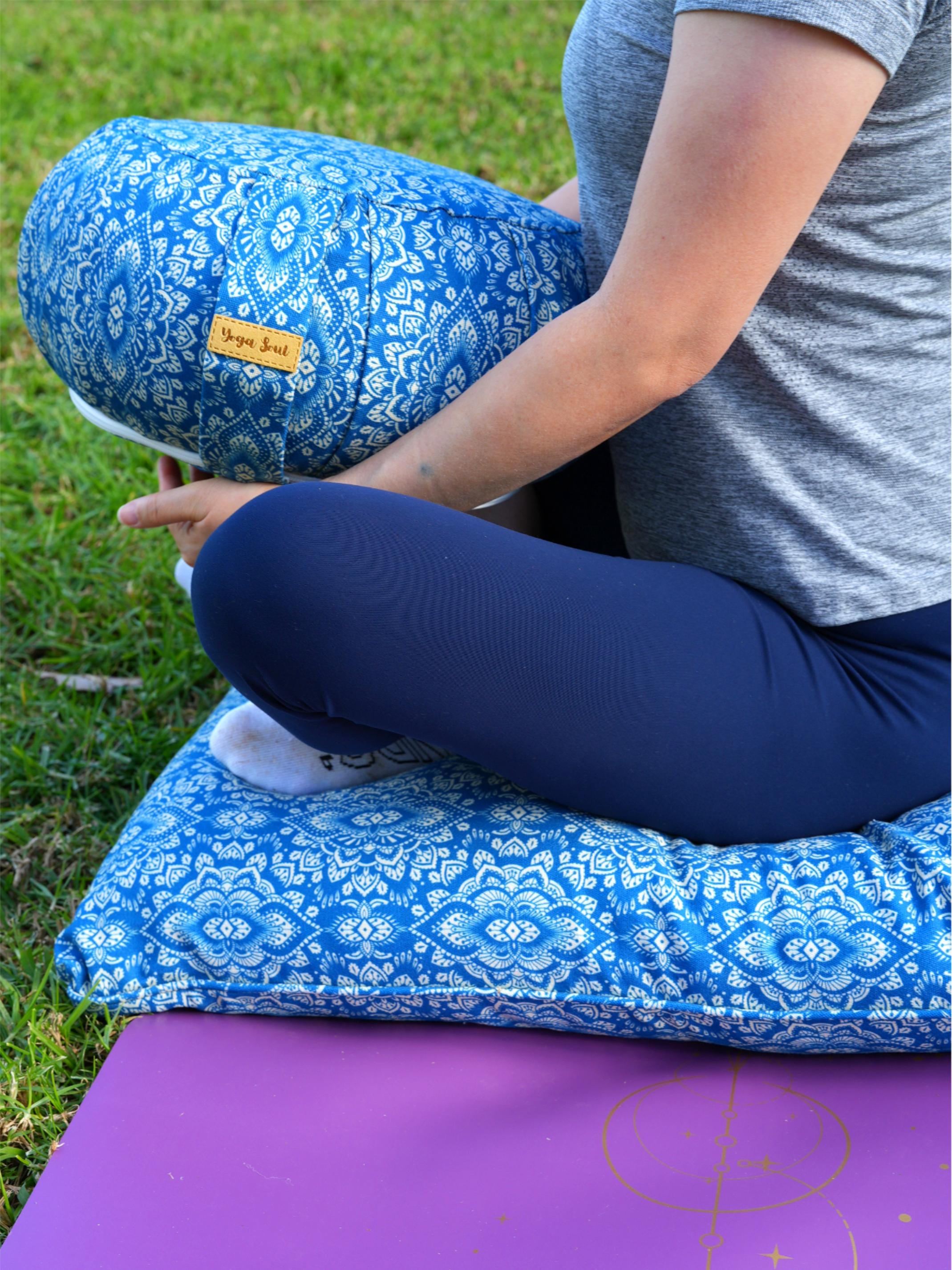 ZABUTON Meditation Cushion | Mandala | Indigo Blue