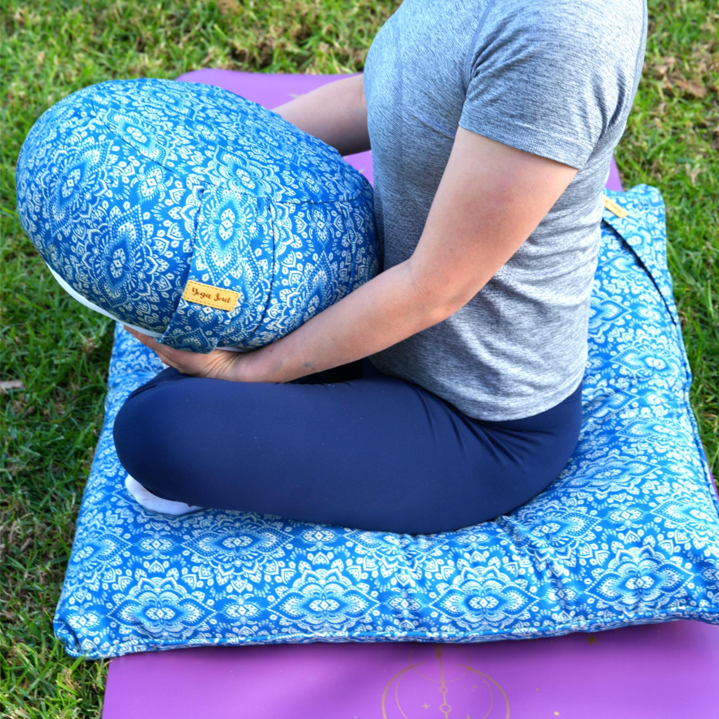 ZABUTON Meditation Cushion | Mandala | Indigo Blue