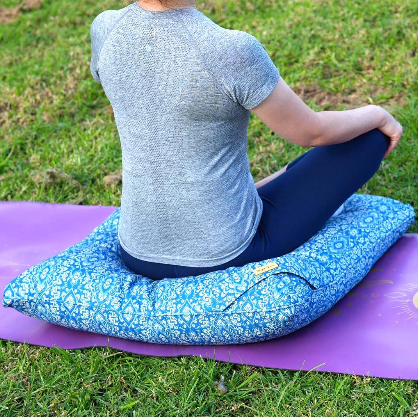 ZABUTON Meditation Cushion | Mandala | Indigo Blue