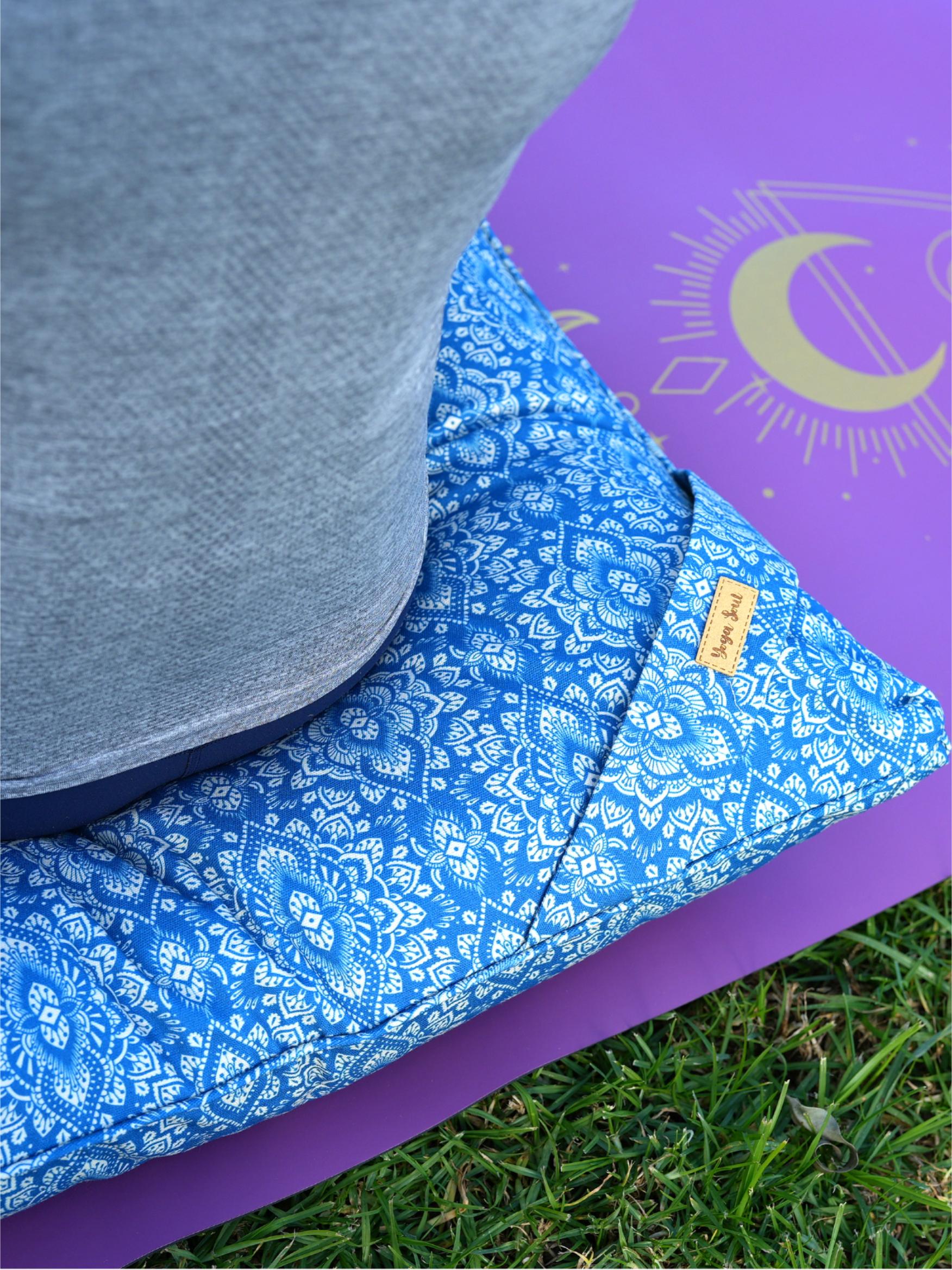 ZABUTON Meditation Cushion | Mandala | Indigo Blue