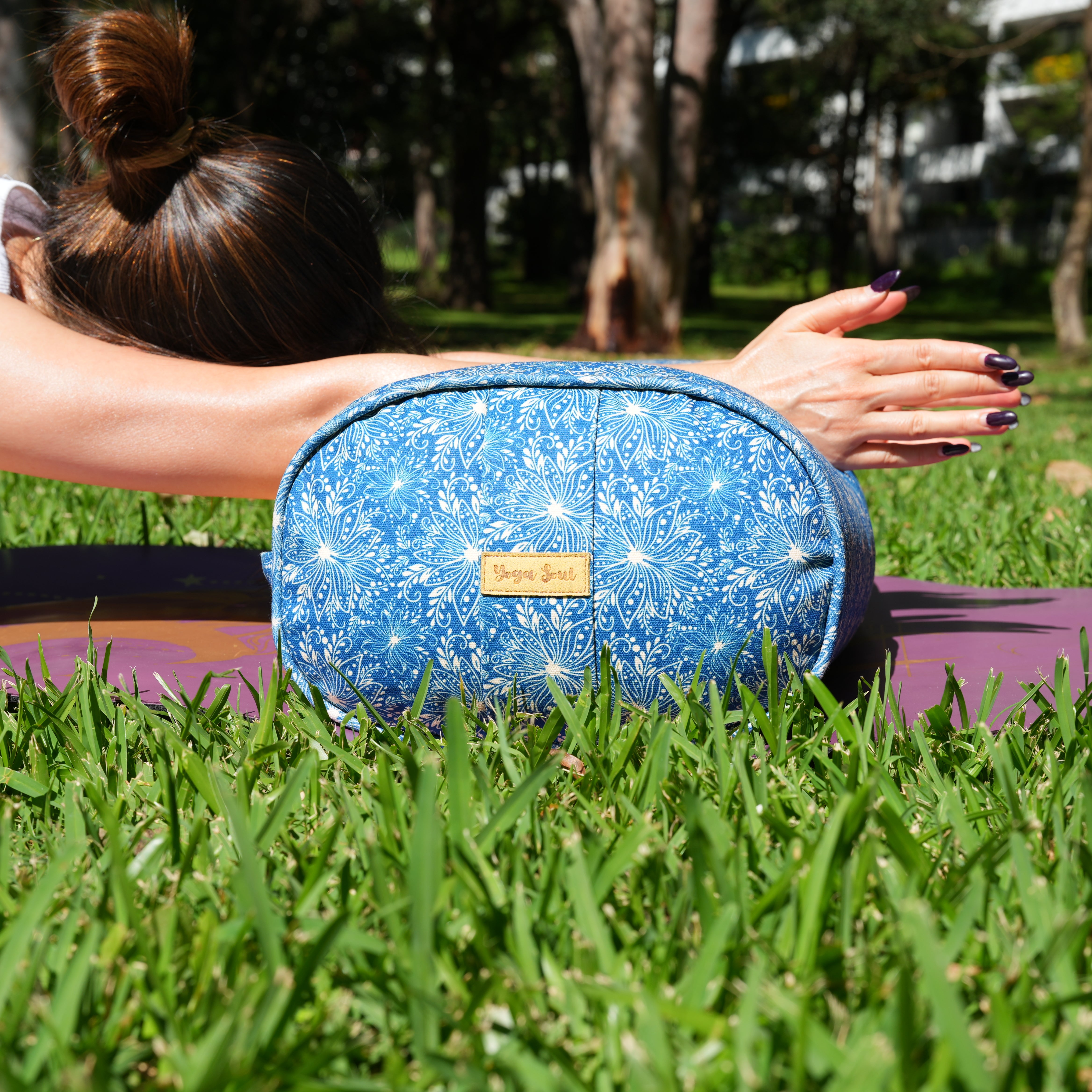 Oval Yoga Bolster | Sattva Lotus | Indigo Blue