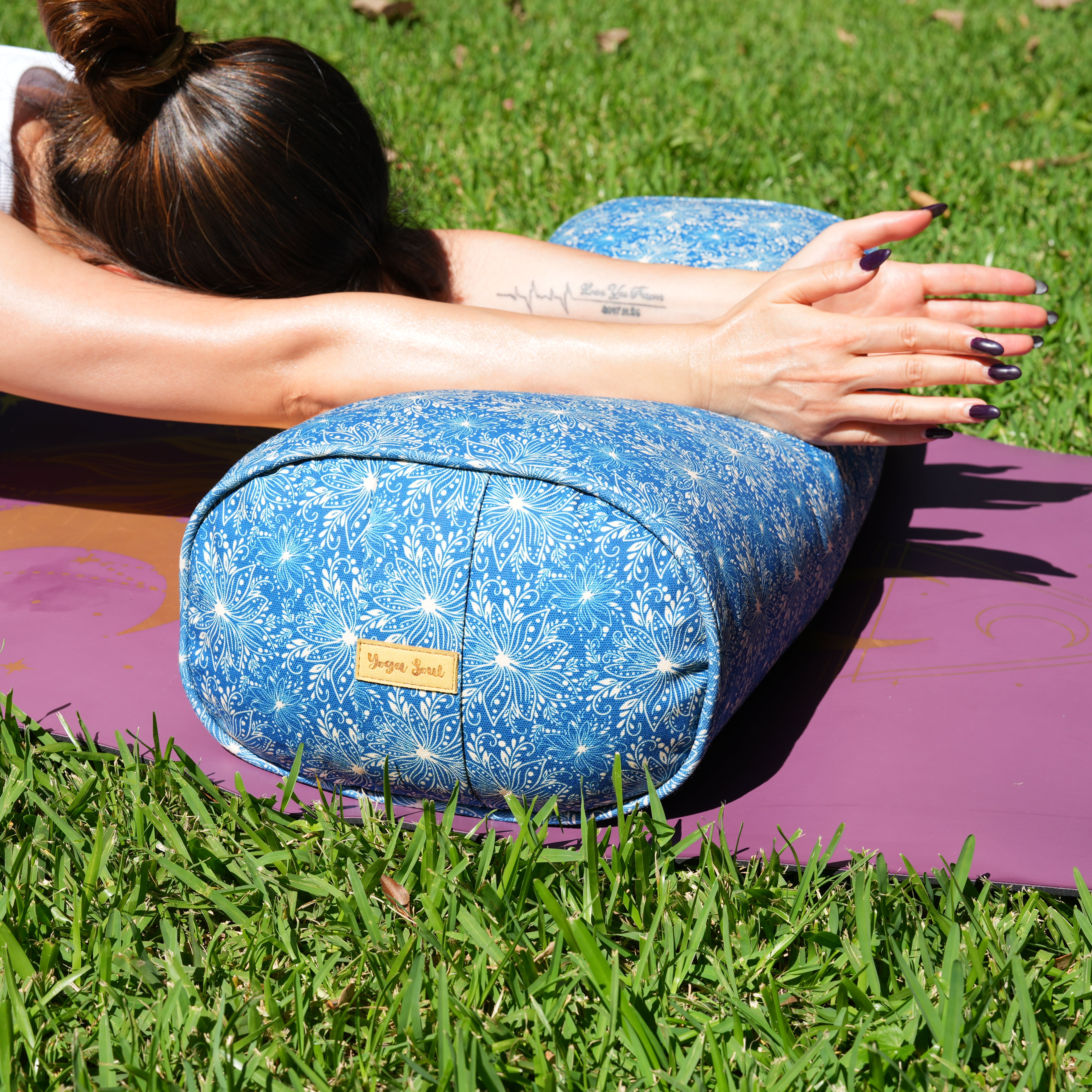 Oval Yoga Bolster | Sattva Lotus | Indigo Blue
