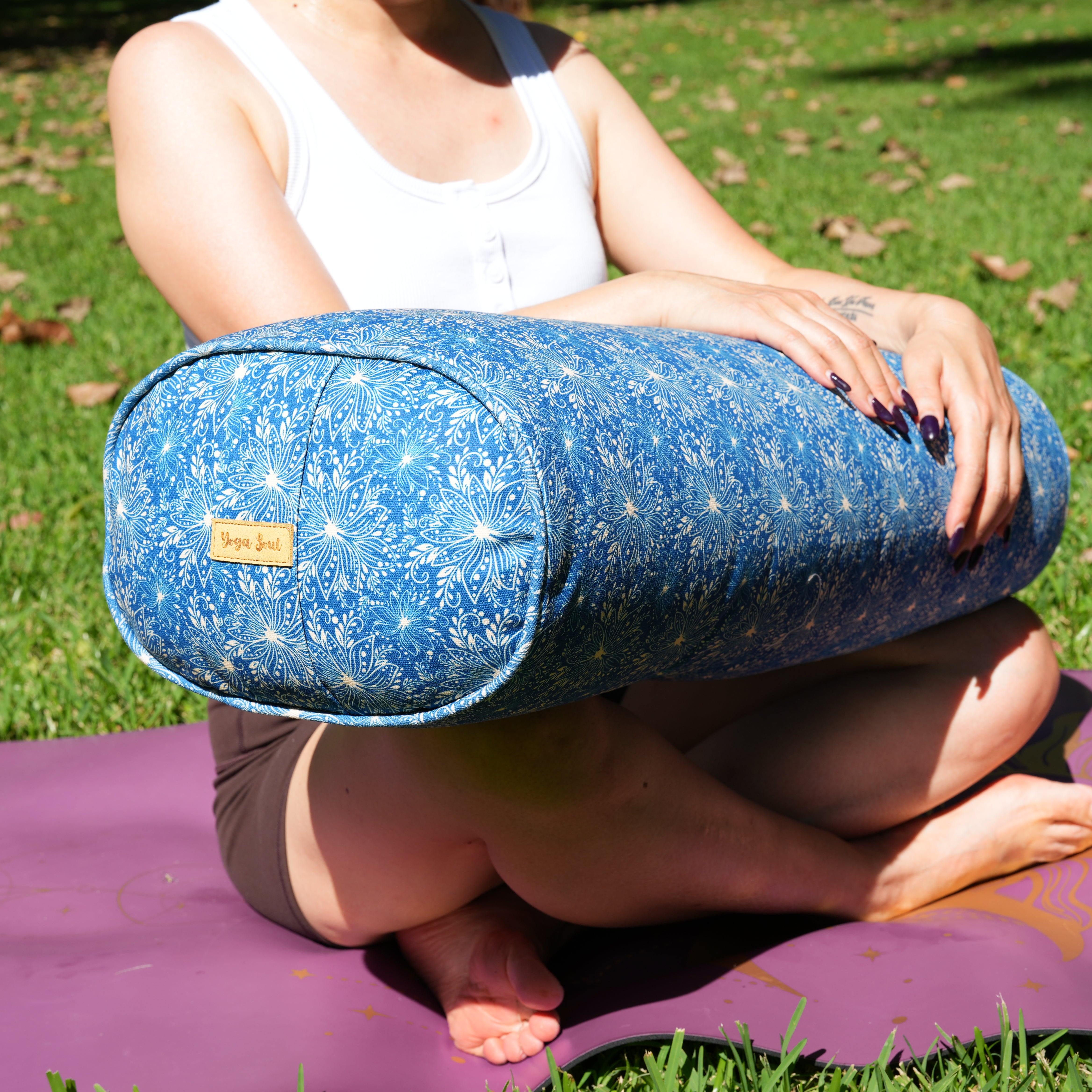 Oval Yoga Bolster | Sattva Lotus | Indigo Blue