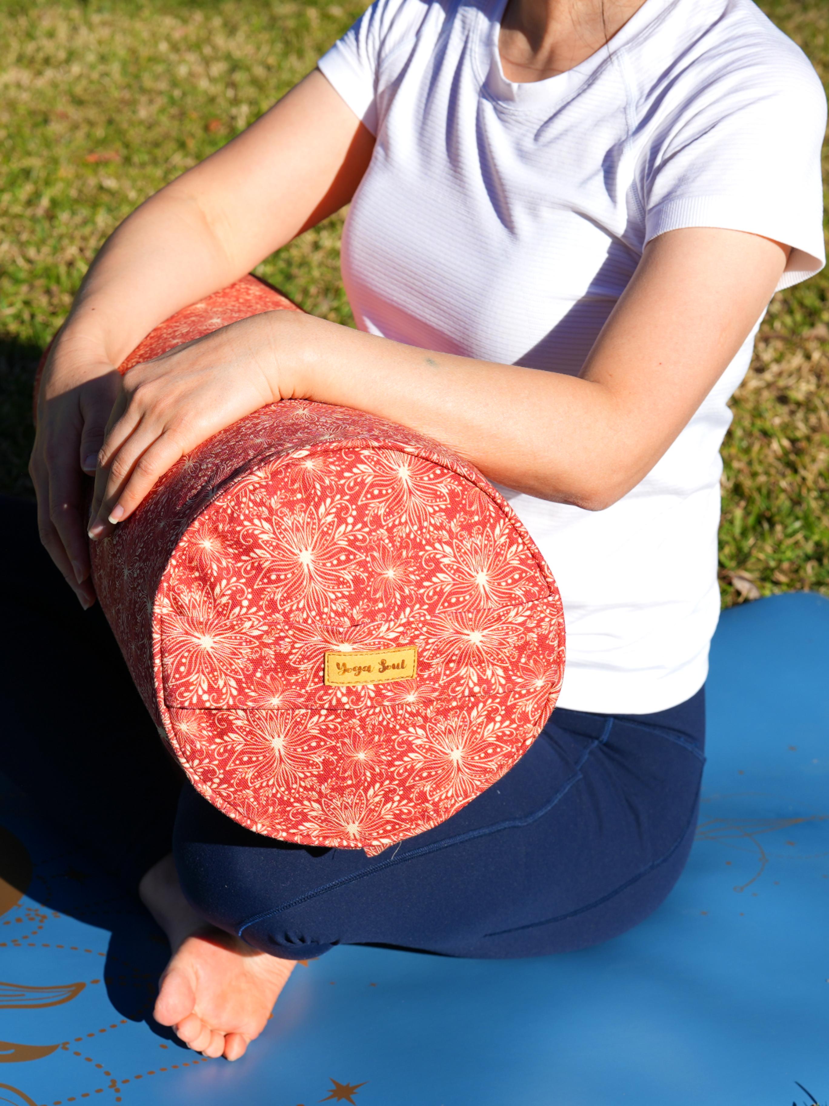 Round Yoga Bolster | Lotus | Aura Red