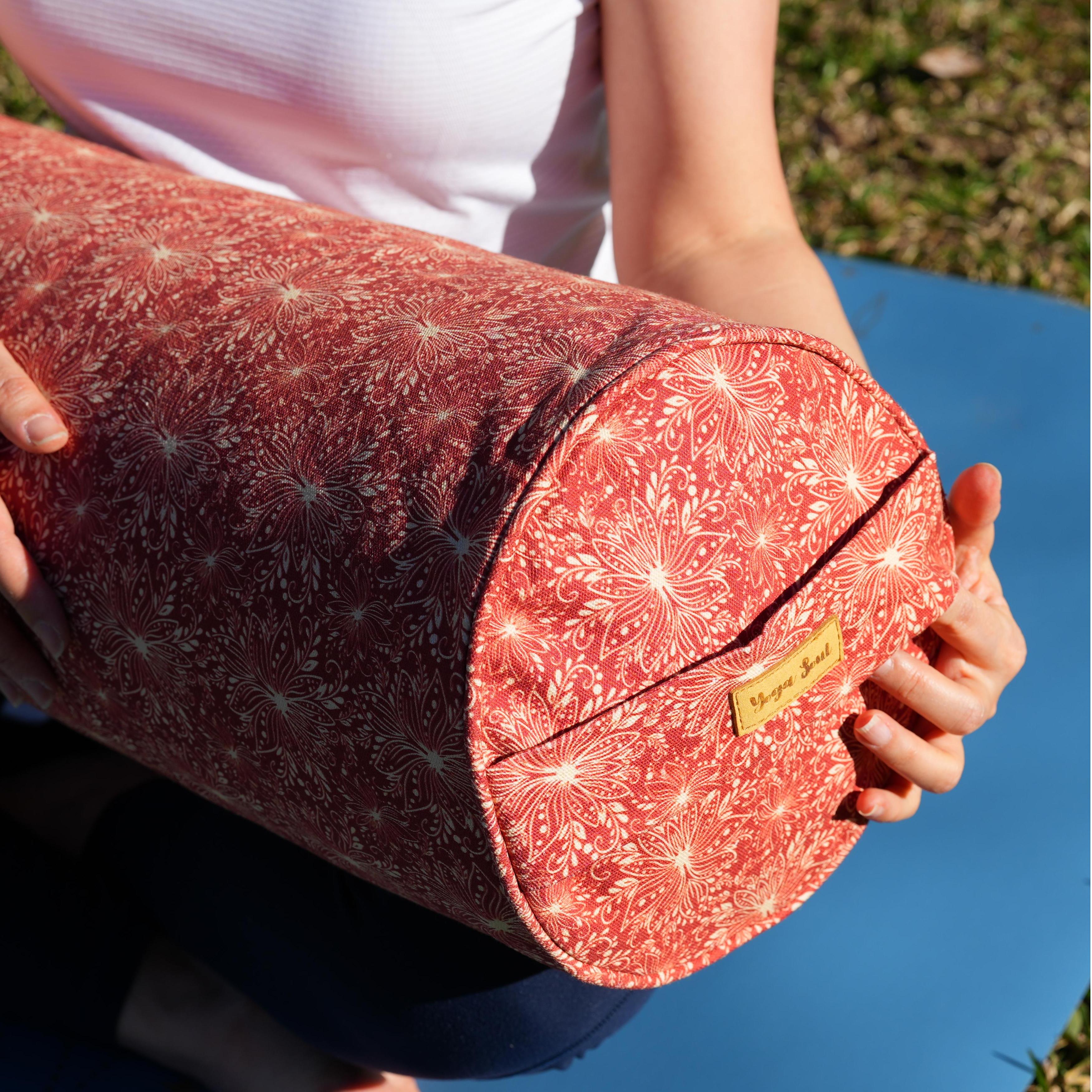 Round Yoga Bolster | Lotus | Aura Red