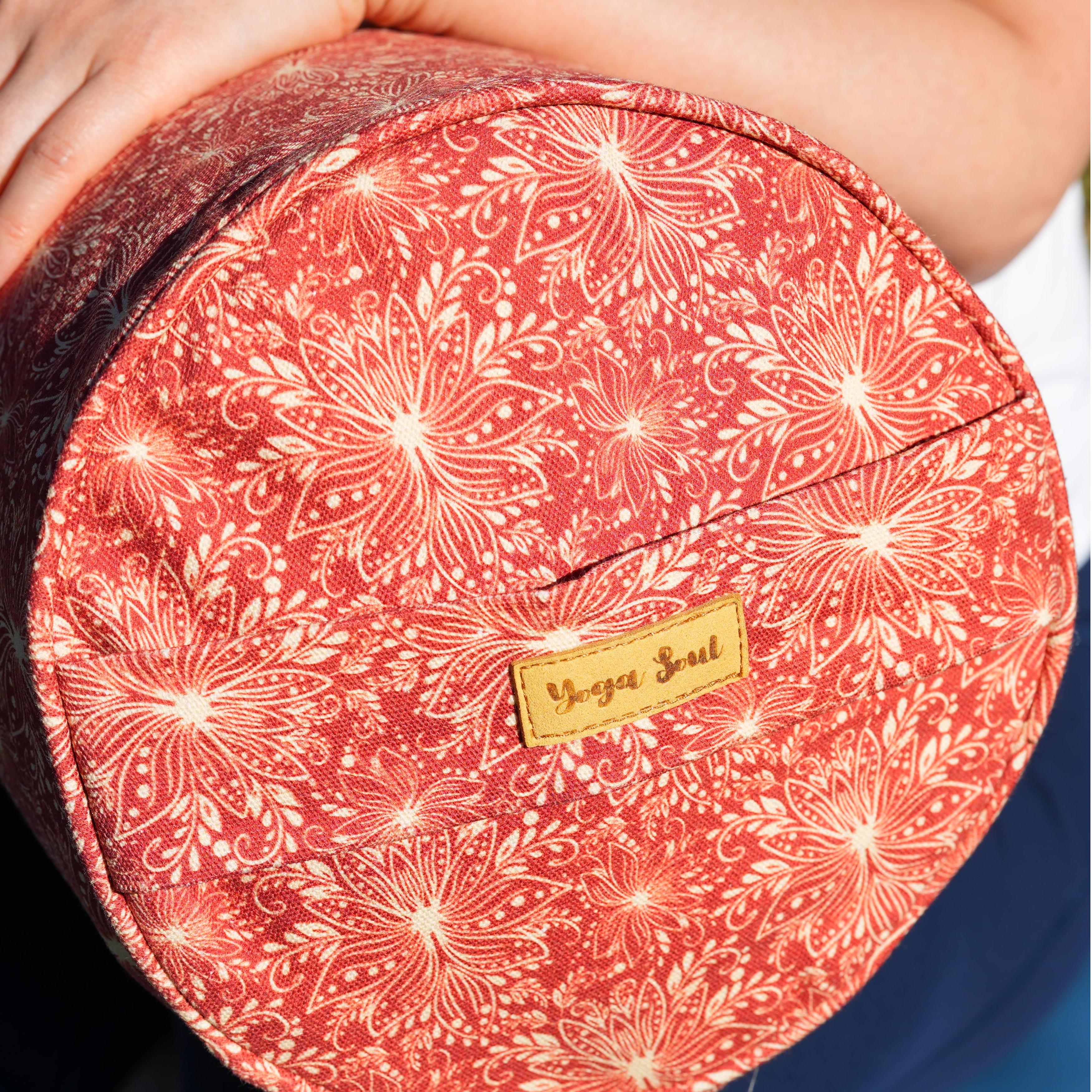 Round Yoga Bolster | Lotus | Aura Red