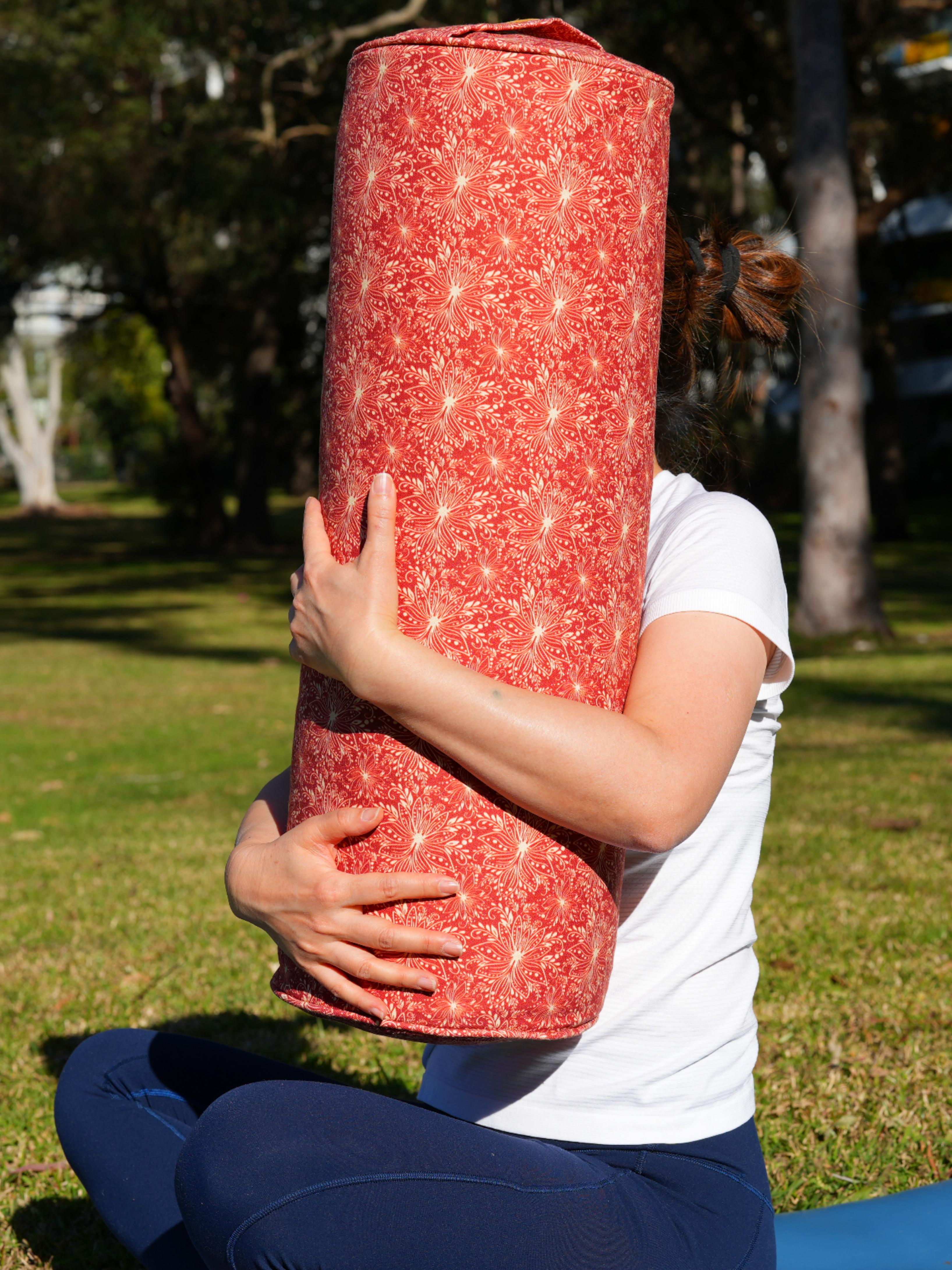 Round Yoga Bolster | Lotus | Aura Red