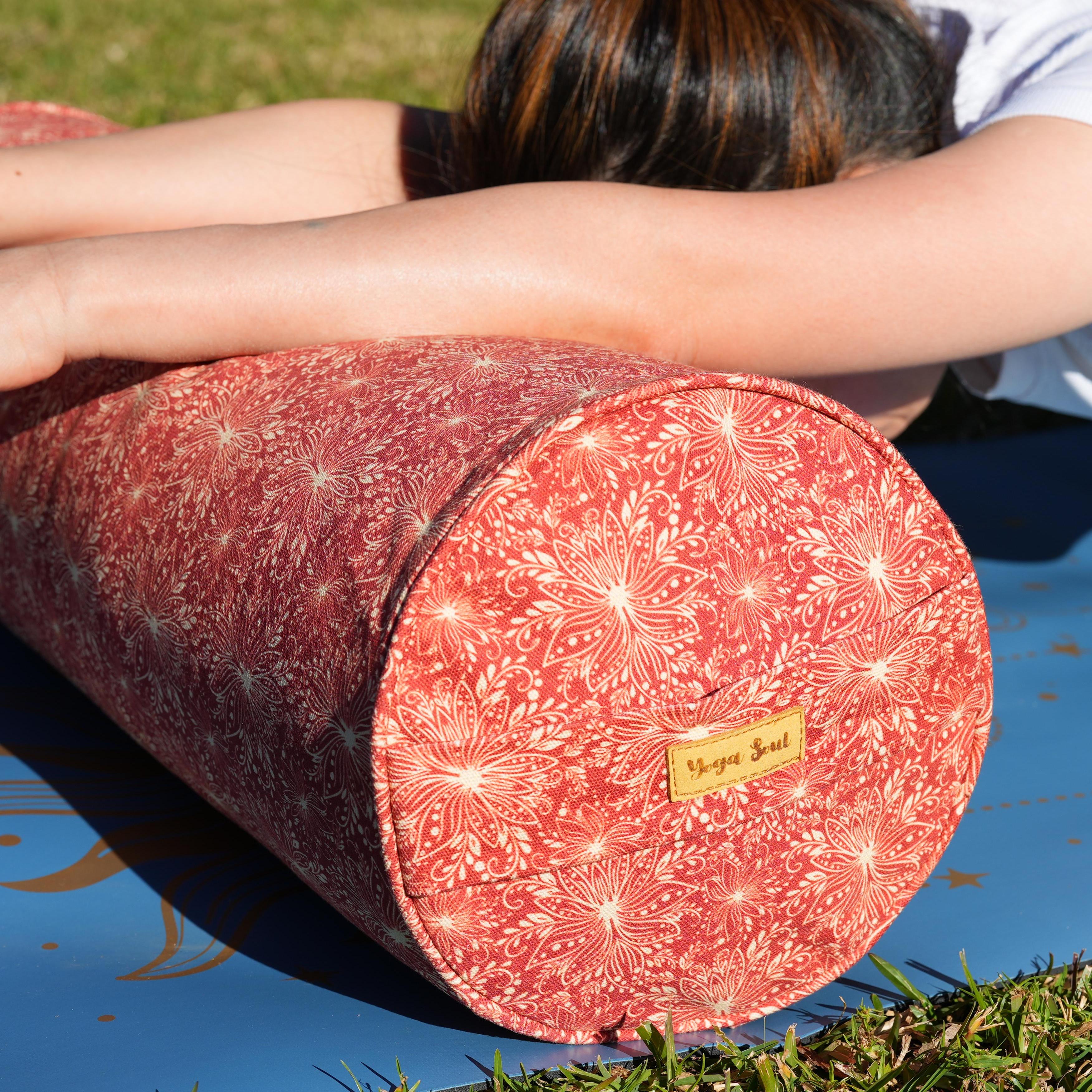 Round Yoga Bolster | Lotus | Aura Red
