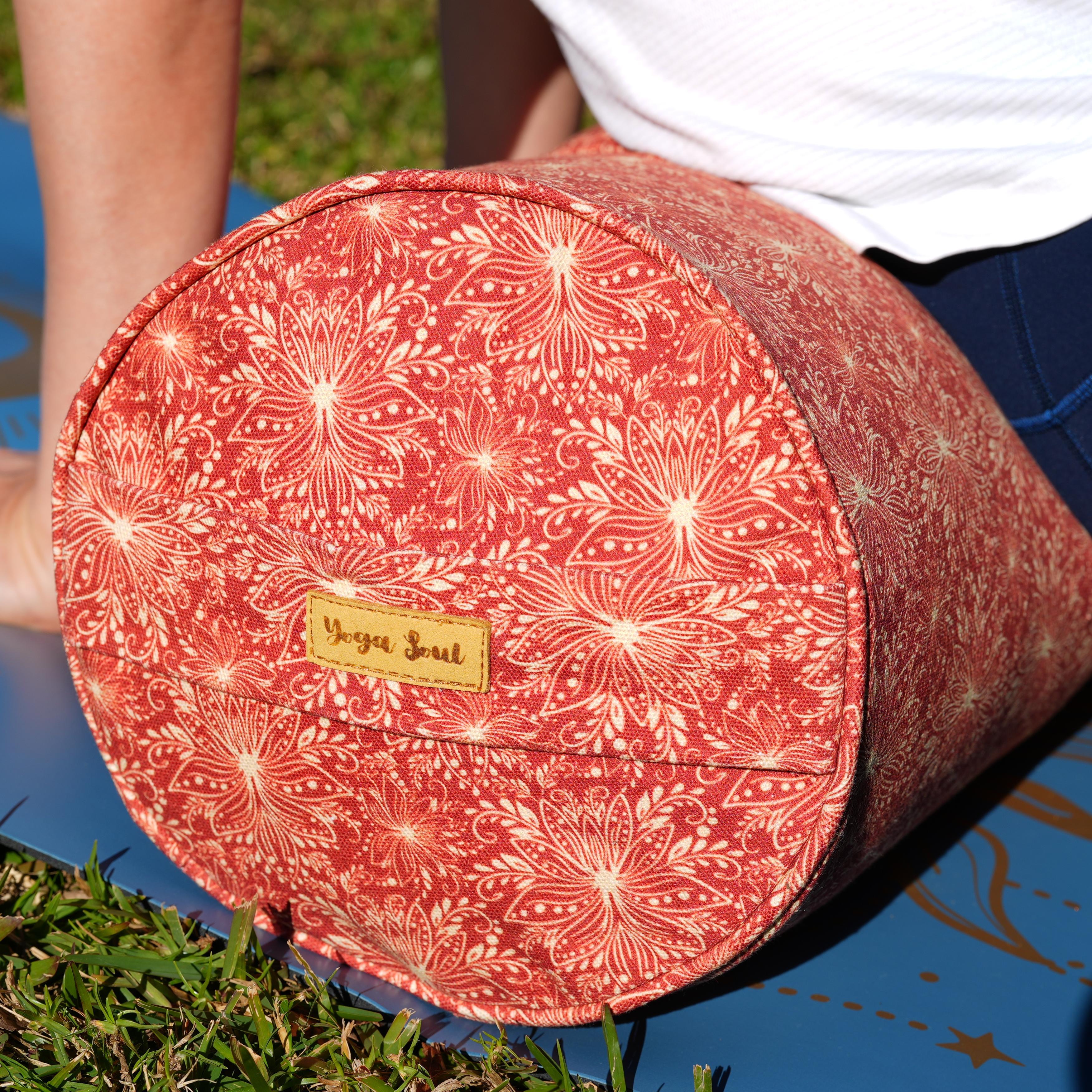 Round Yoga Bolster | Lotus | Aura Red