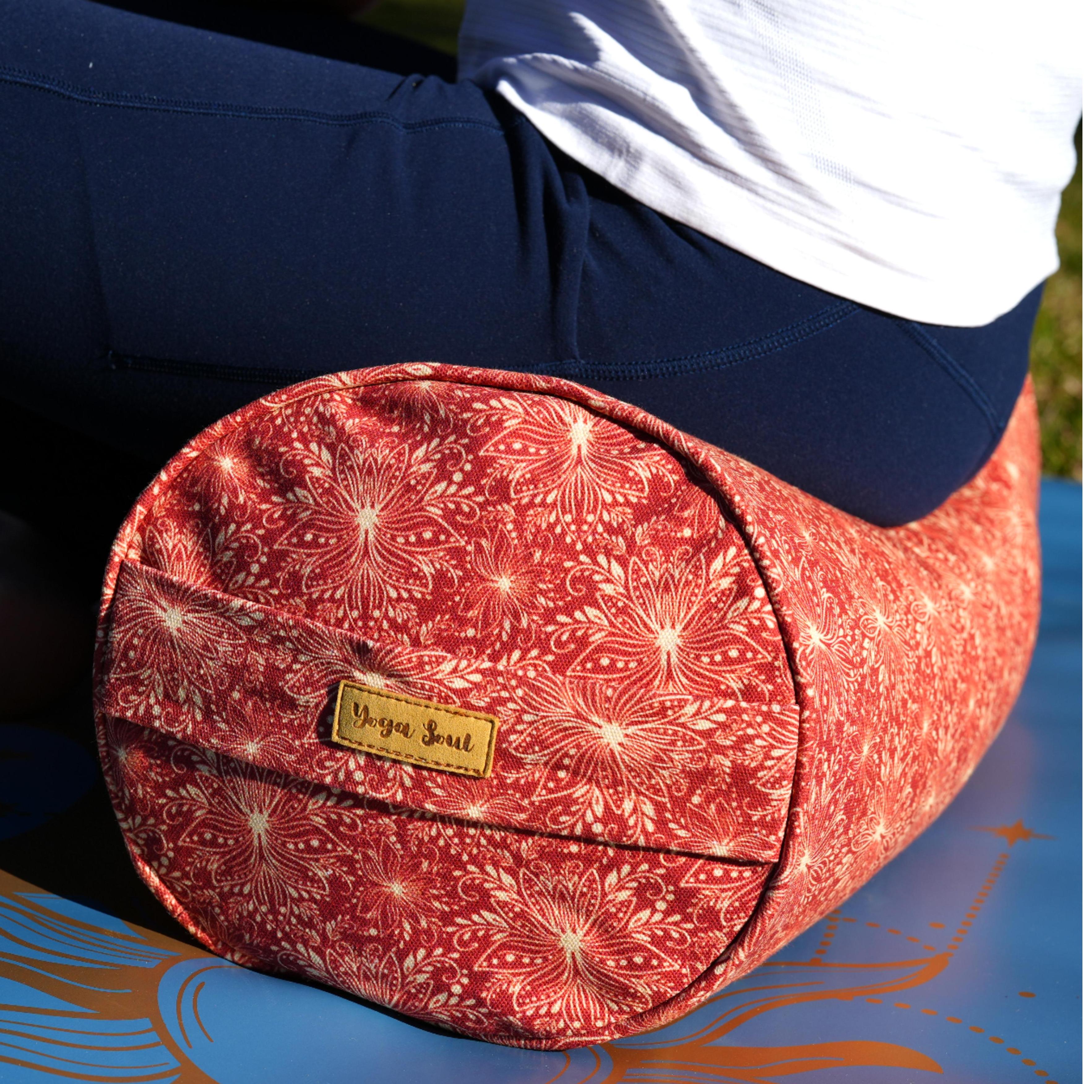 Round Yoga Bolster | Lotus | Aura Red