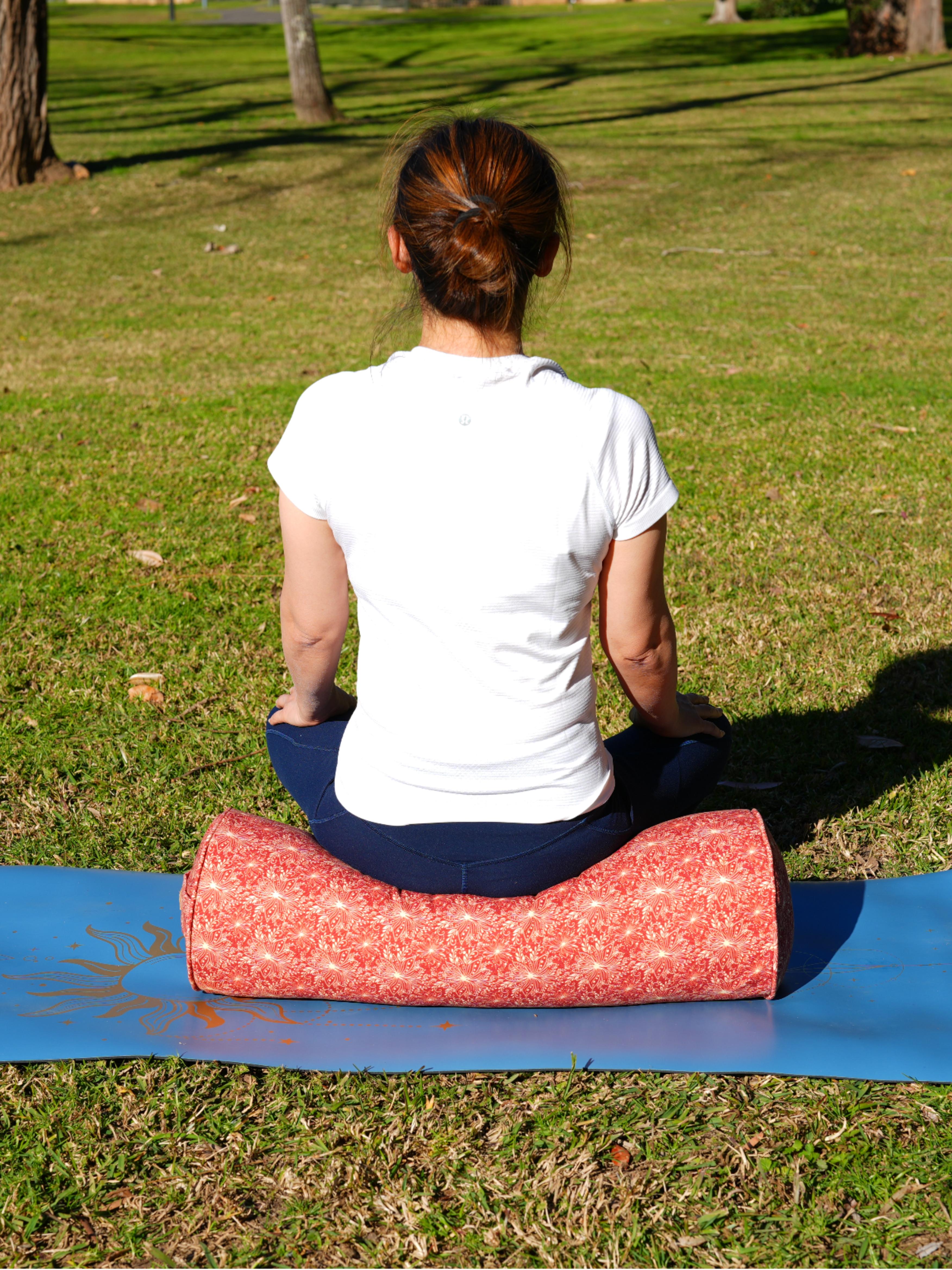 Round Yoga Bolster | Lotus | Aura Red