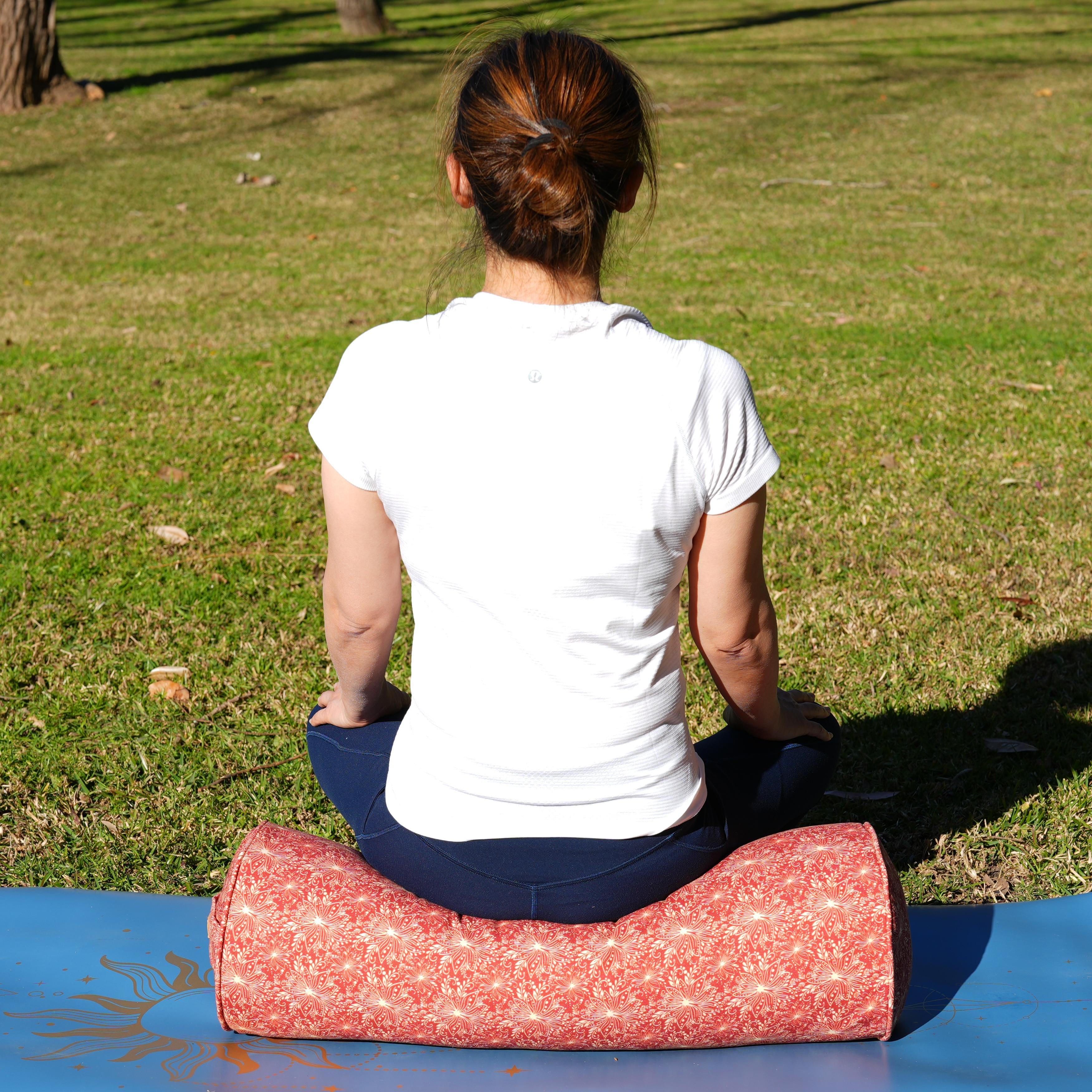 Round Yoga Bolster | Lotus | Aura Red