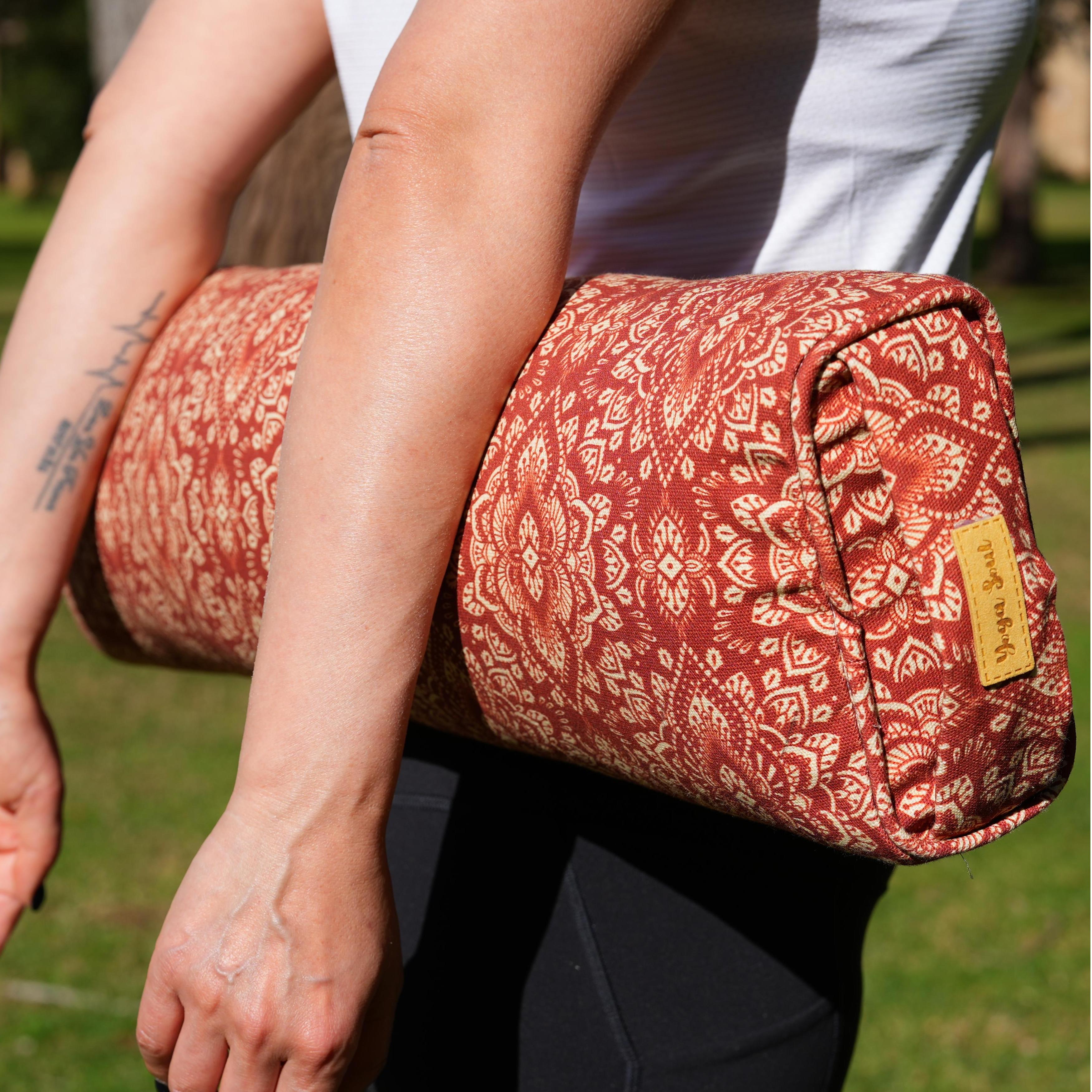 Pranayama Yoga Bolster | Yoga Pillow | Mandala | Aura Red