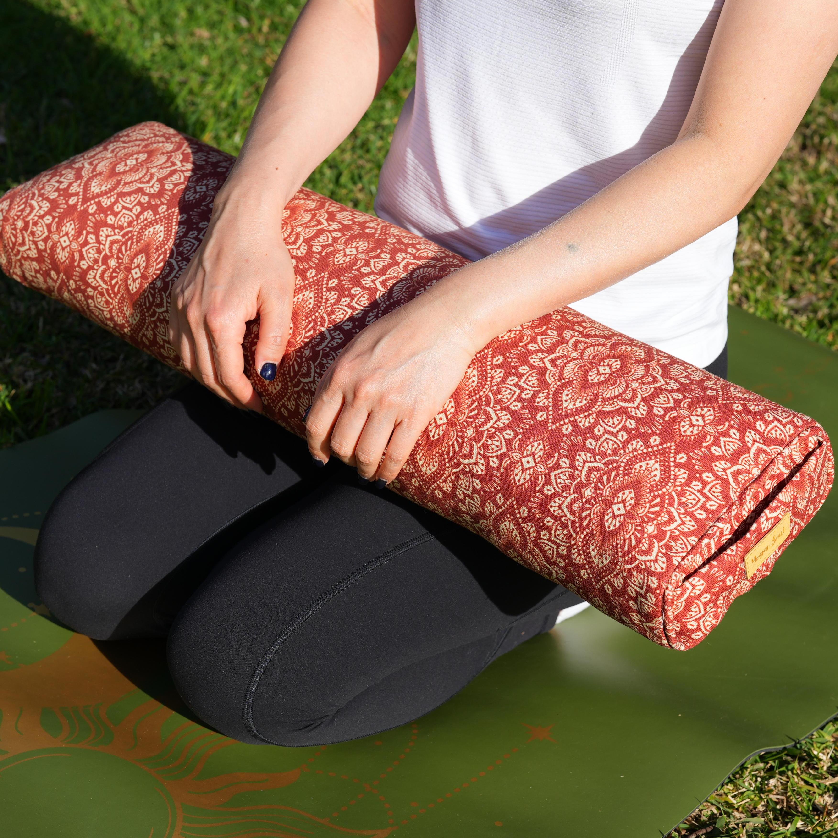 Pranayama Yoga Bolster | Yoga Pillow | Mandala | Aura Red
