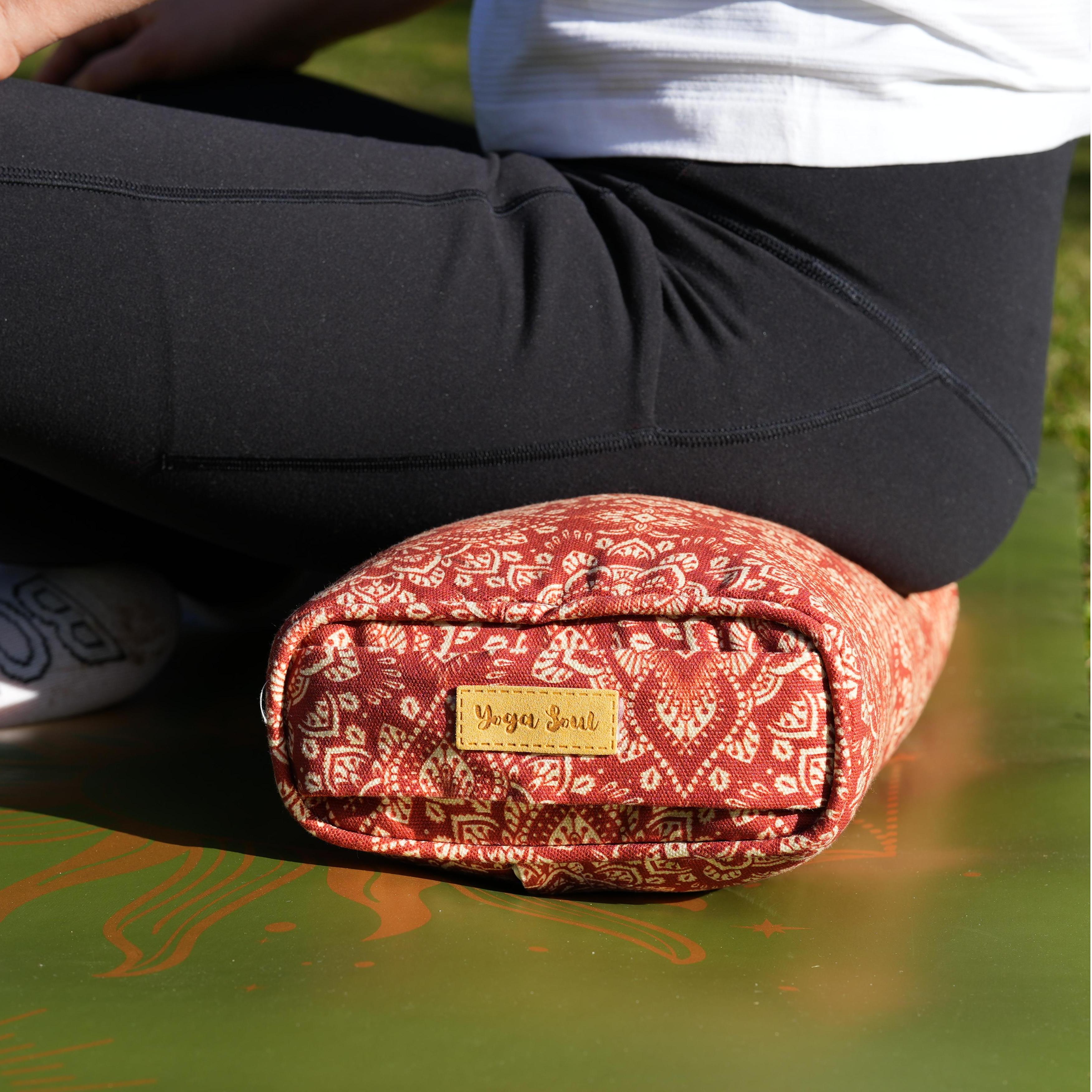Pranayama Yoga Bolster | Yoga Pillow | Mandala | Aura Red