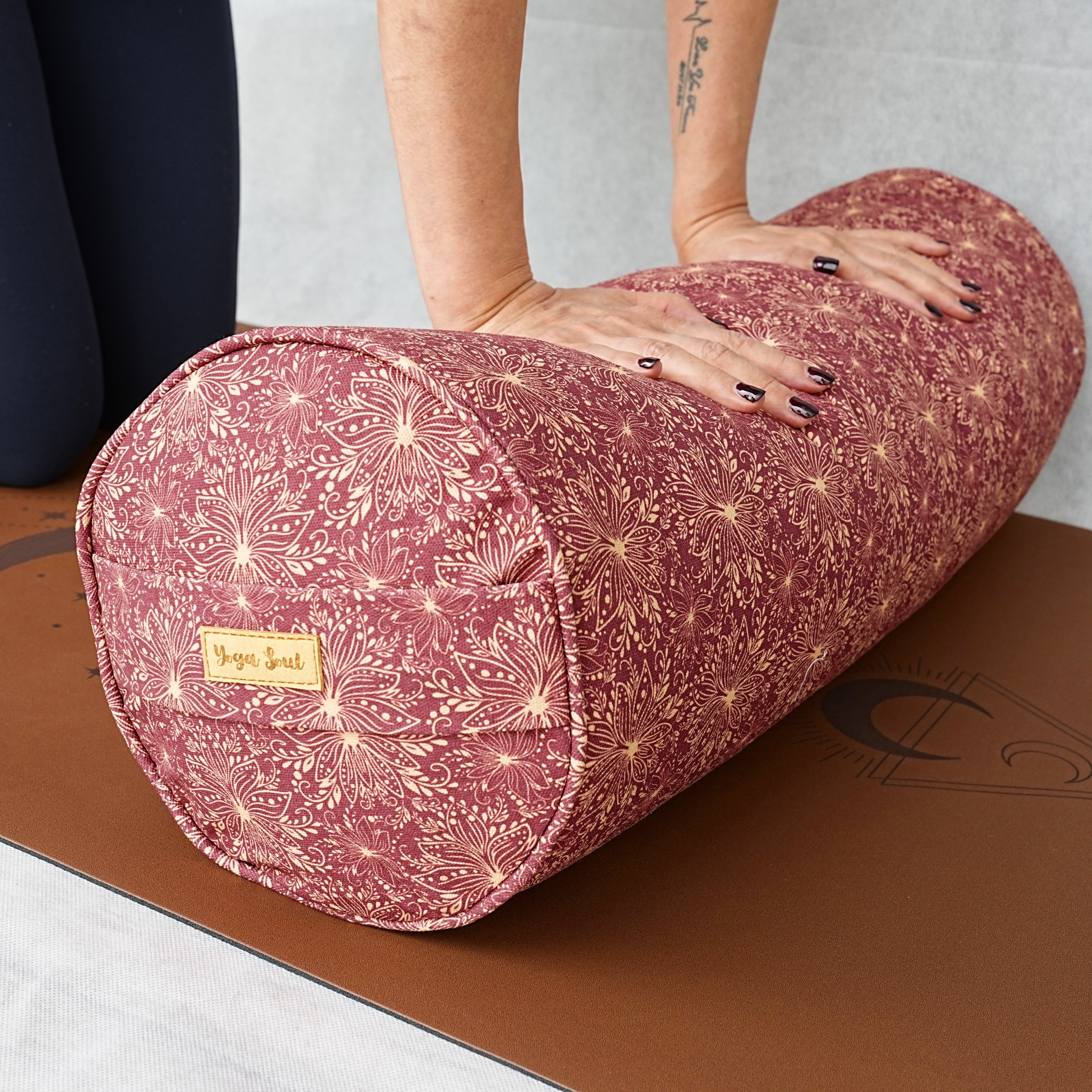 Round Yoga Bolster | Sattva Lotus | Aura Red