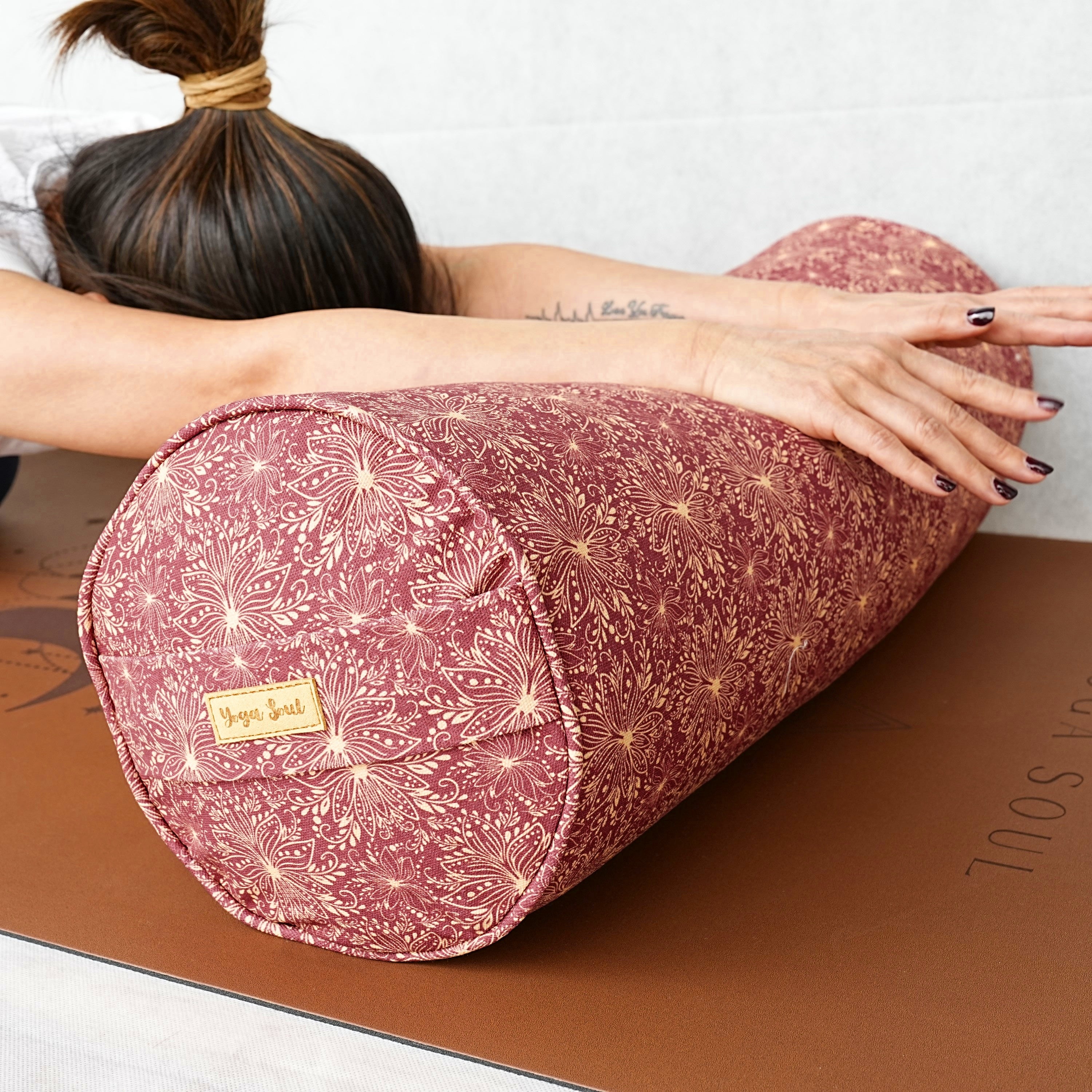 Round Yoga Bolster | Sattva Lotus | Aura Red