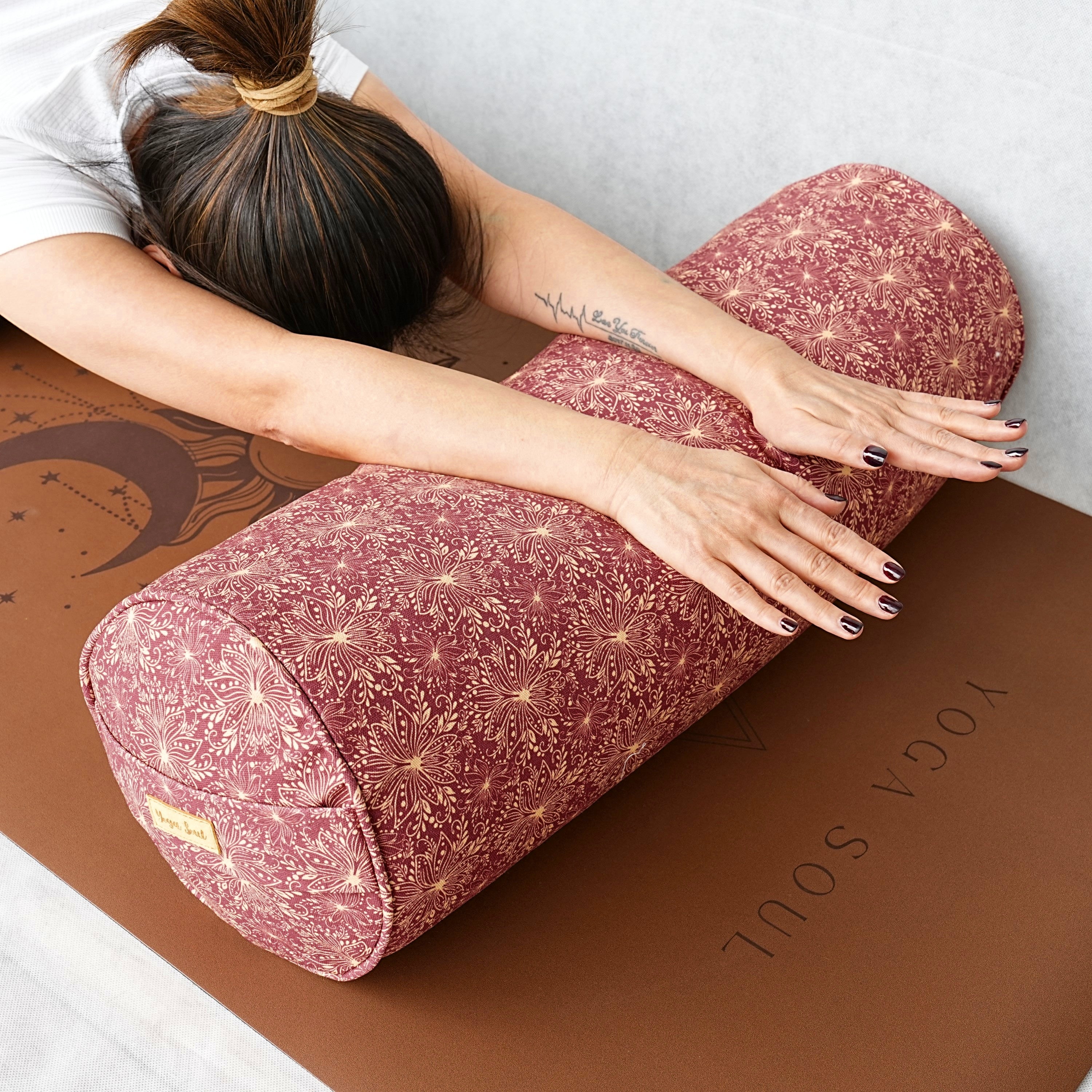Round Yoga Bolster | Sattva Lotus | Aura Red