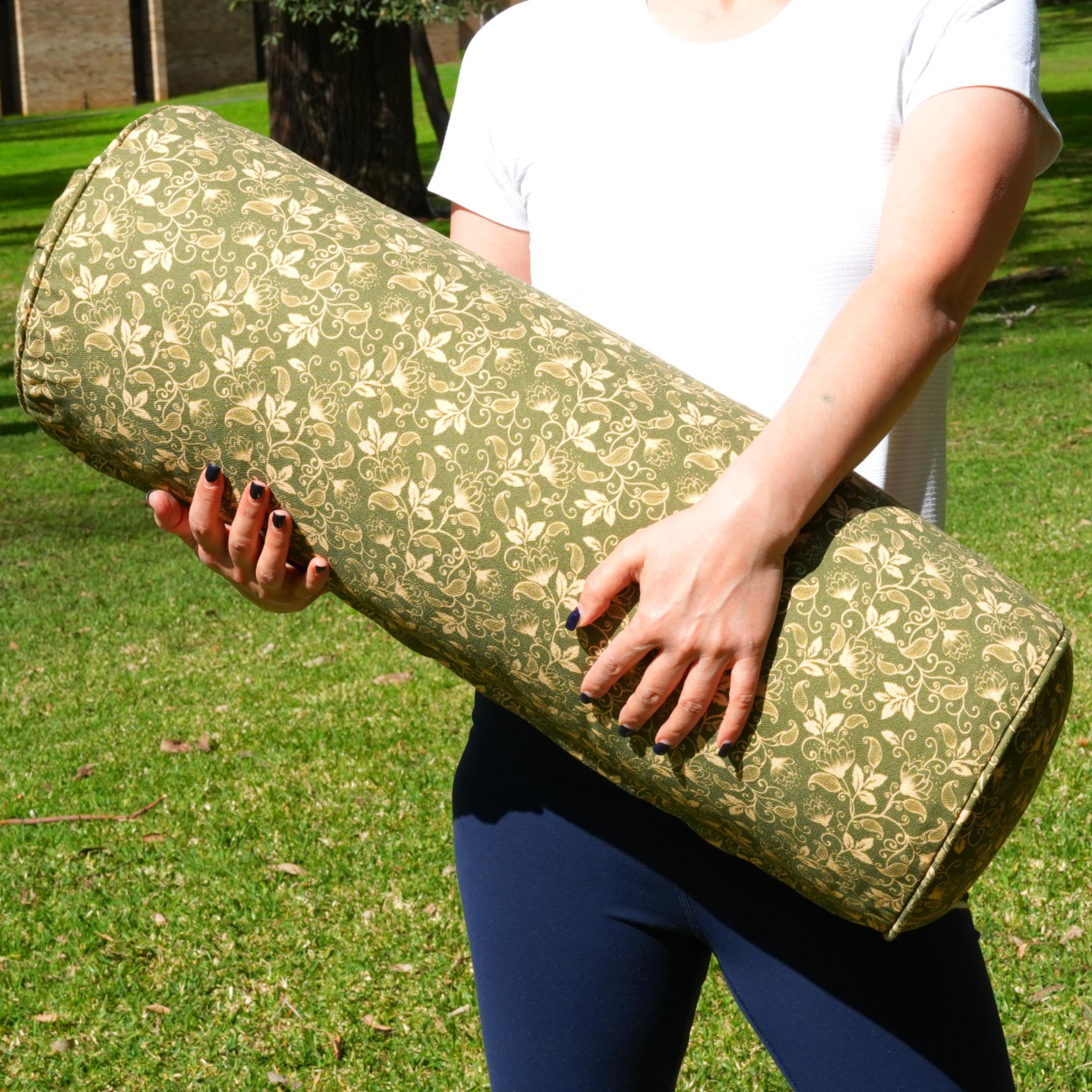 Round Yoga Bolster | Sacred Lotus| Olive