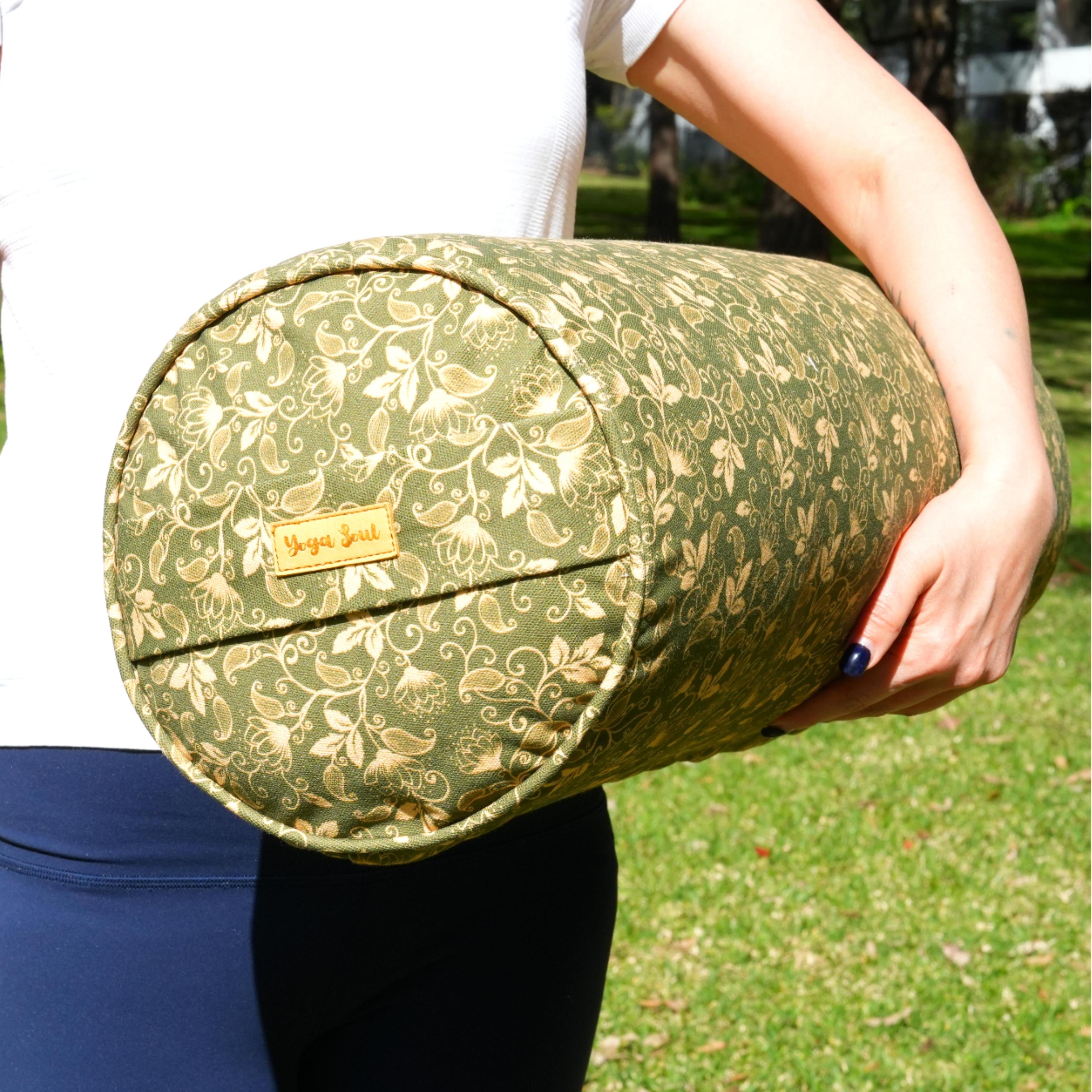 Round Yoga Bolster | Sacred Lotus| Olive