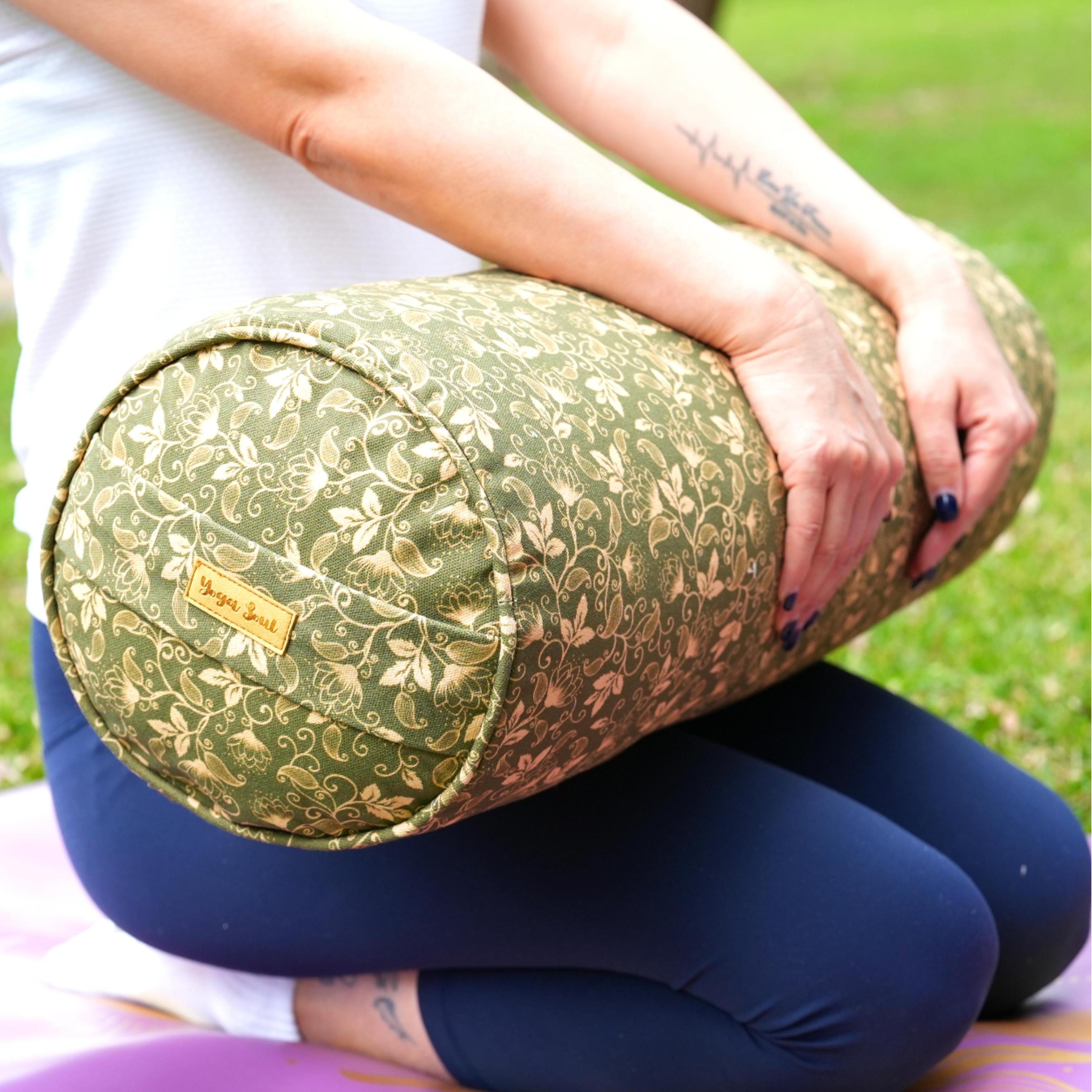 Round Yoga Bolster | Sacred Lotus| Olive