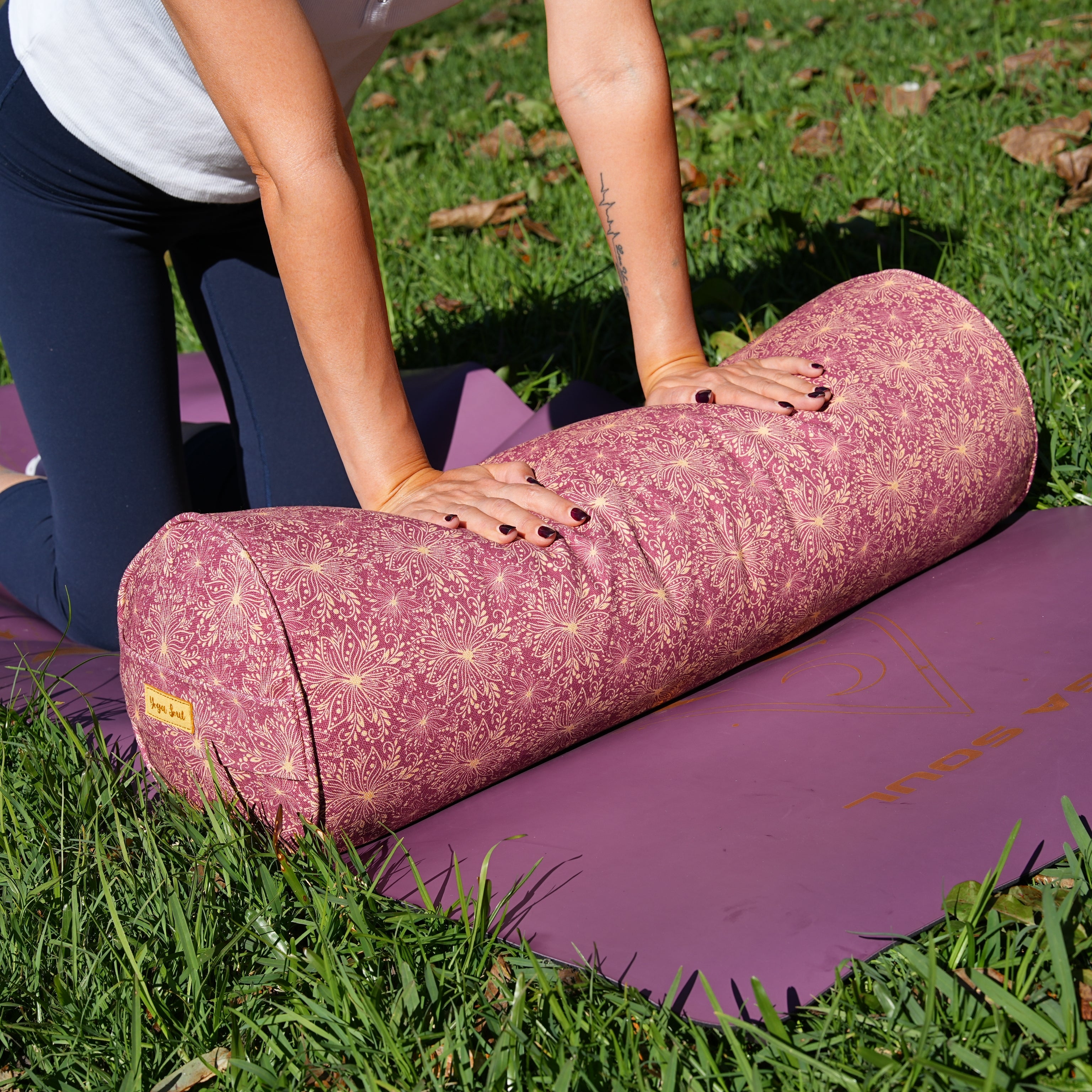 Round Yoga Bolster | Sattva Lotus | Aura Red