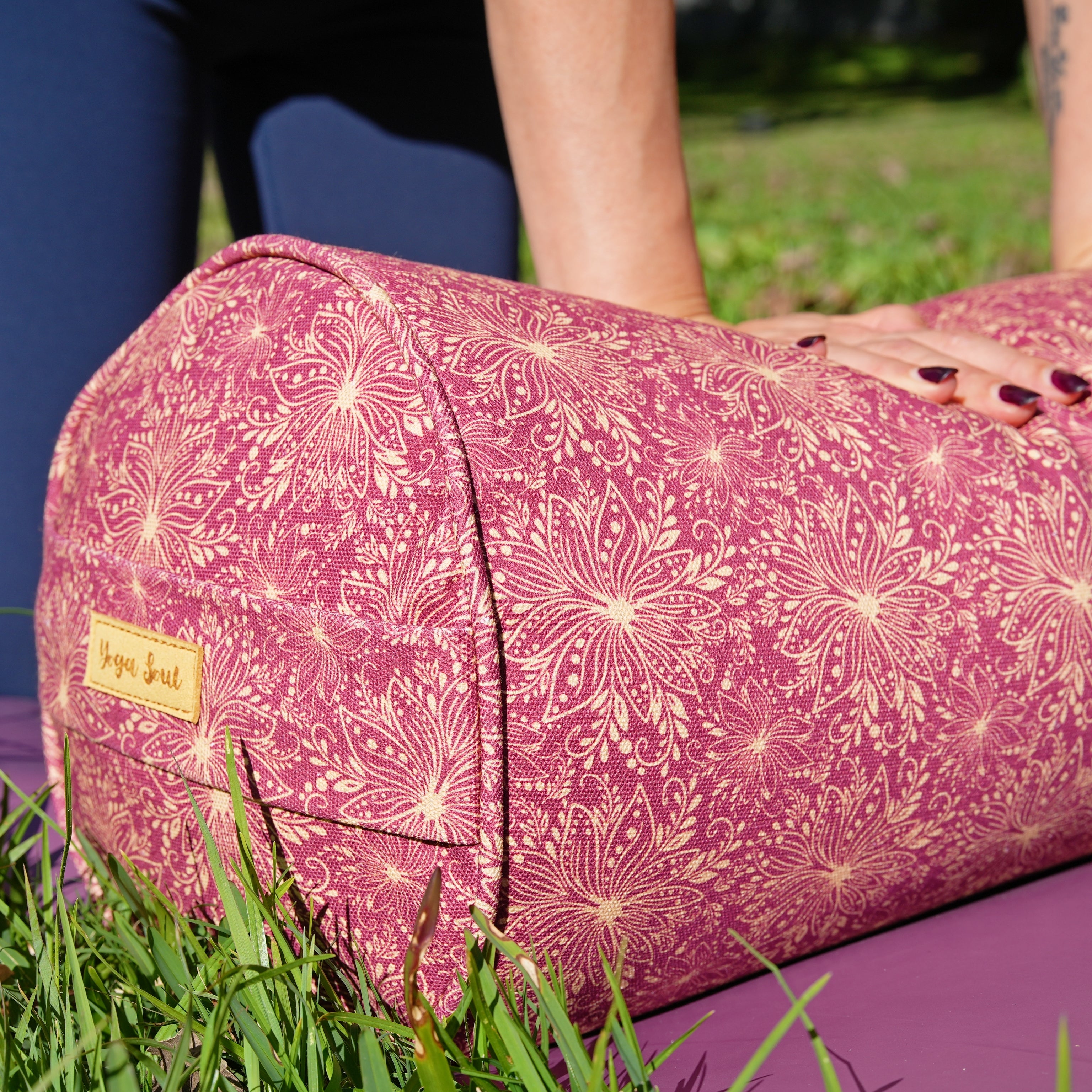 Round Yoga Bolster | Sattva Lotus | Aura Red