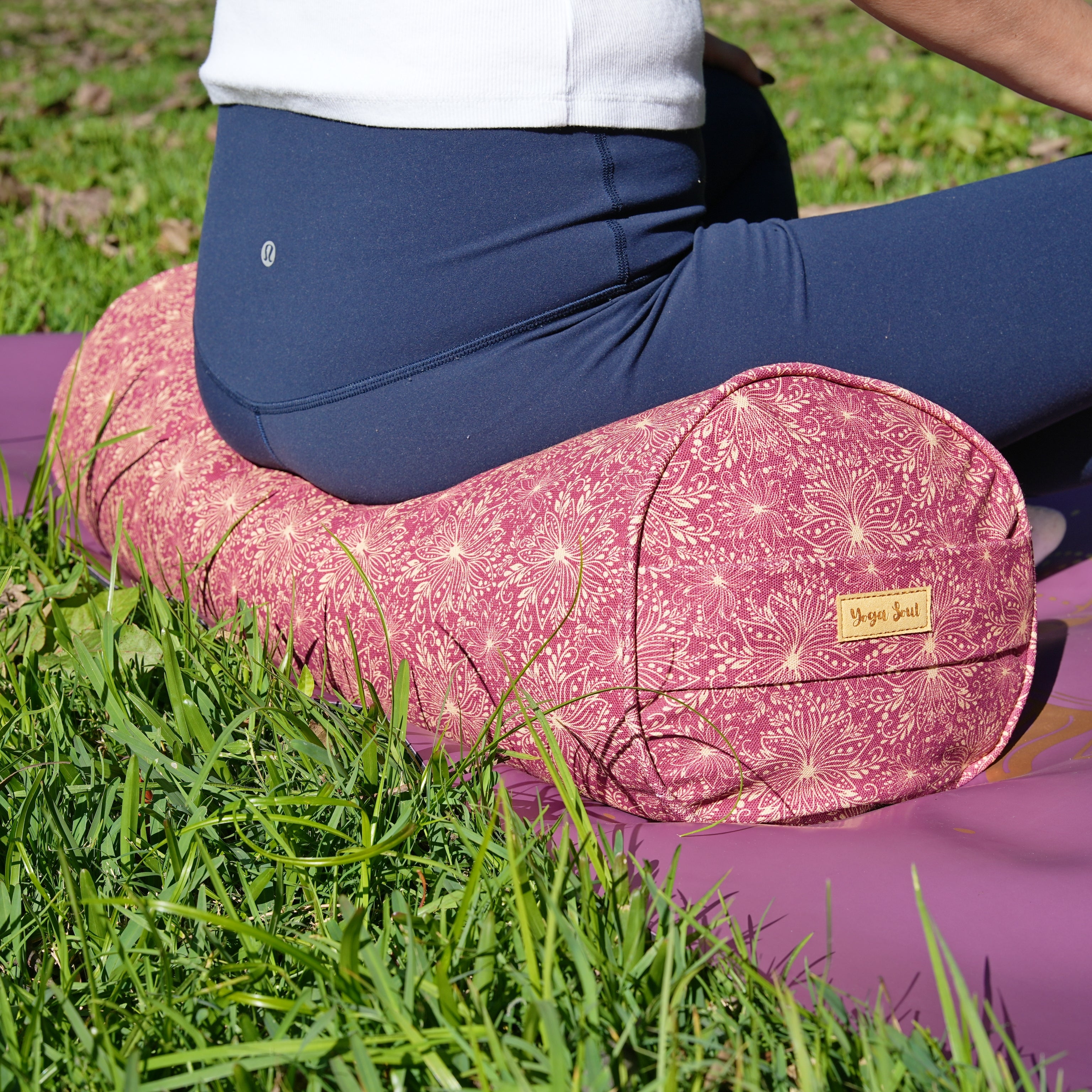 Round Yoga Bolster | Sattva Lotus | Aura Red