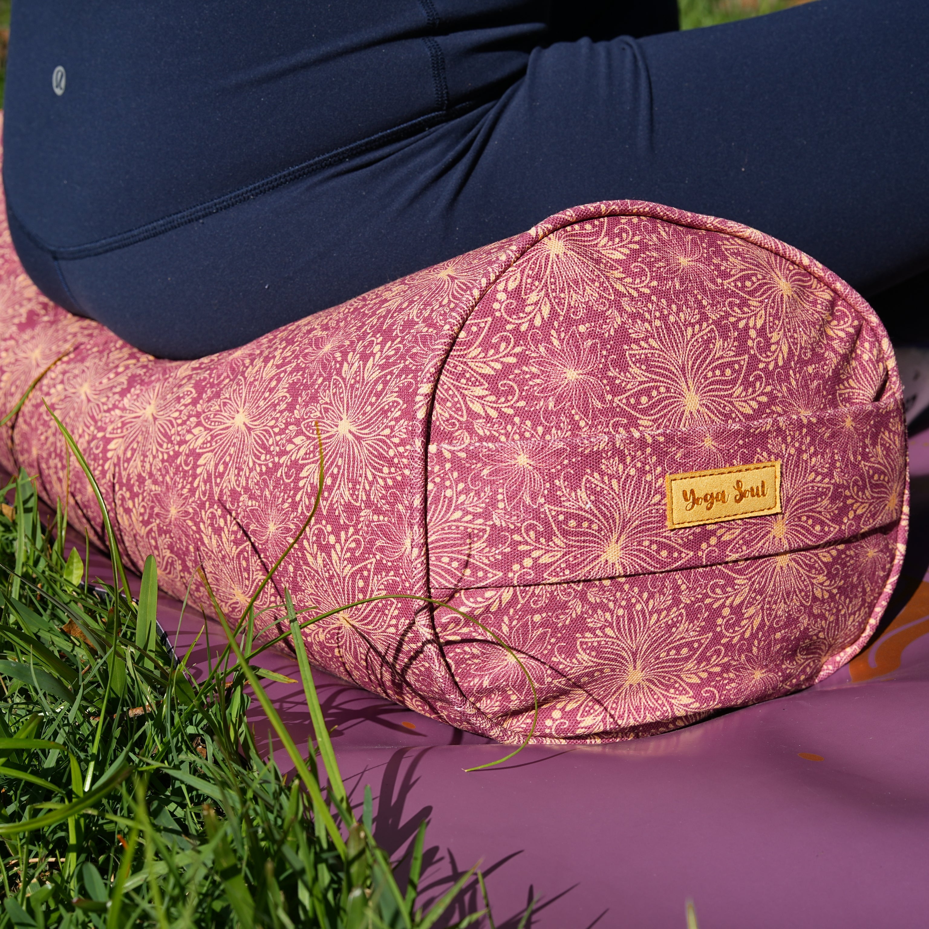 Round Yoga Bolster | Sattva Lotus | Aura Red