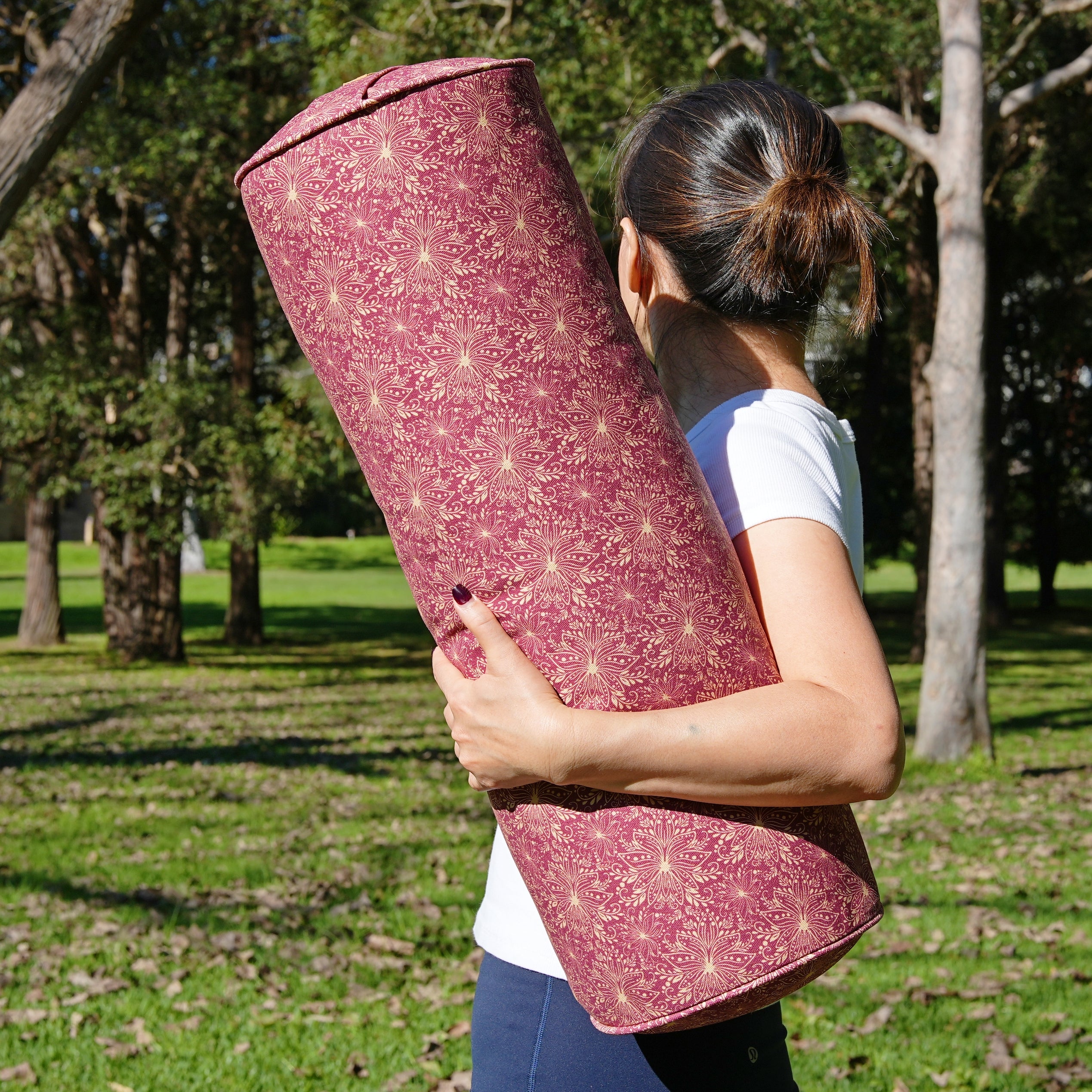 Round Yoga Bolster | Sattva Lotus | Aura Red
