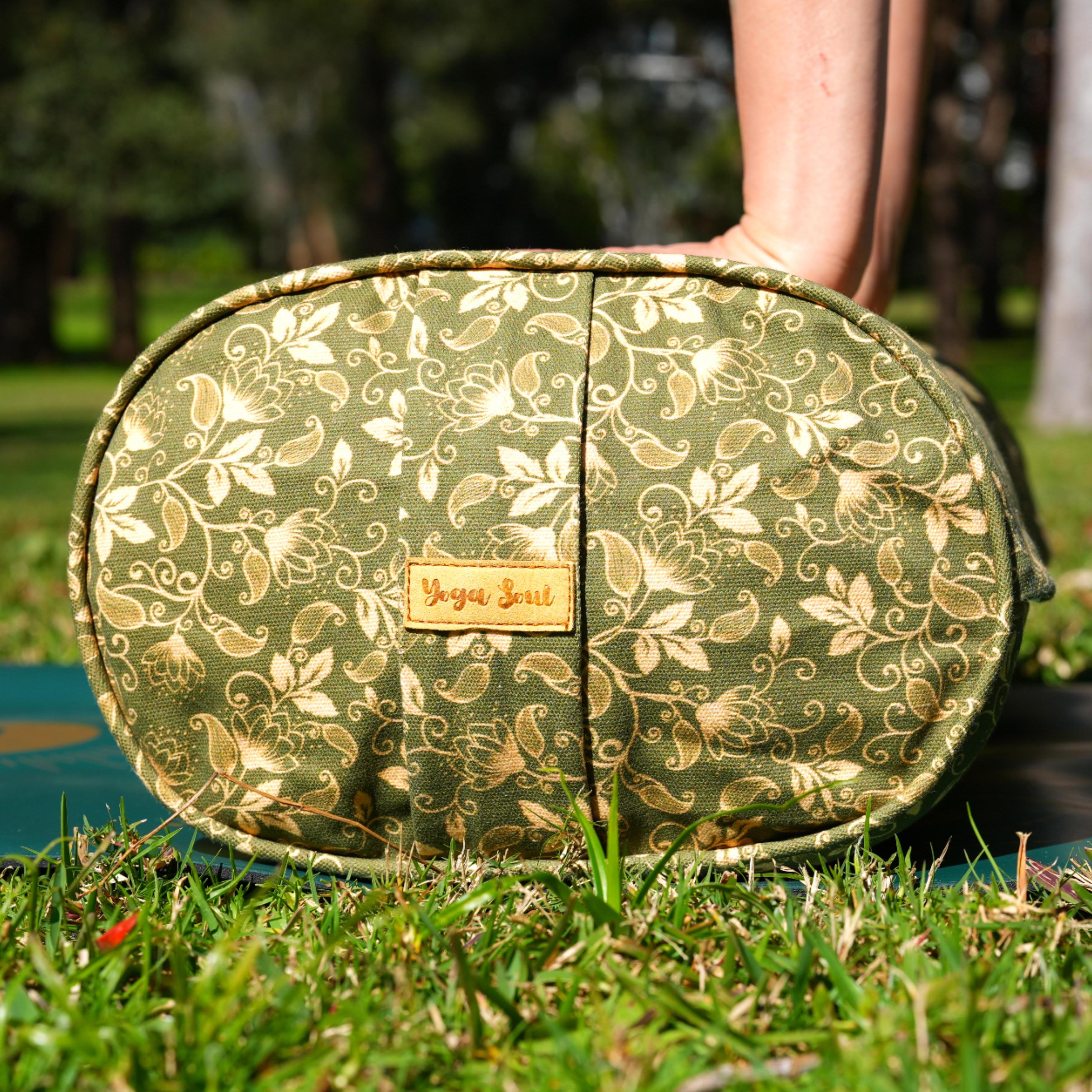 Oval Yoga Bolster | Sacred Lotus| Olive