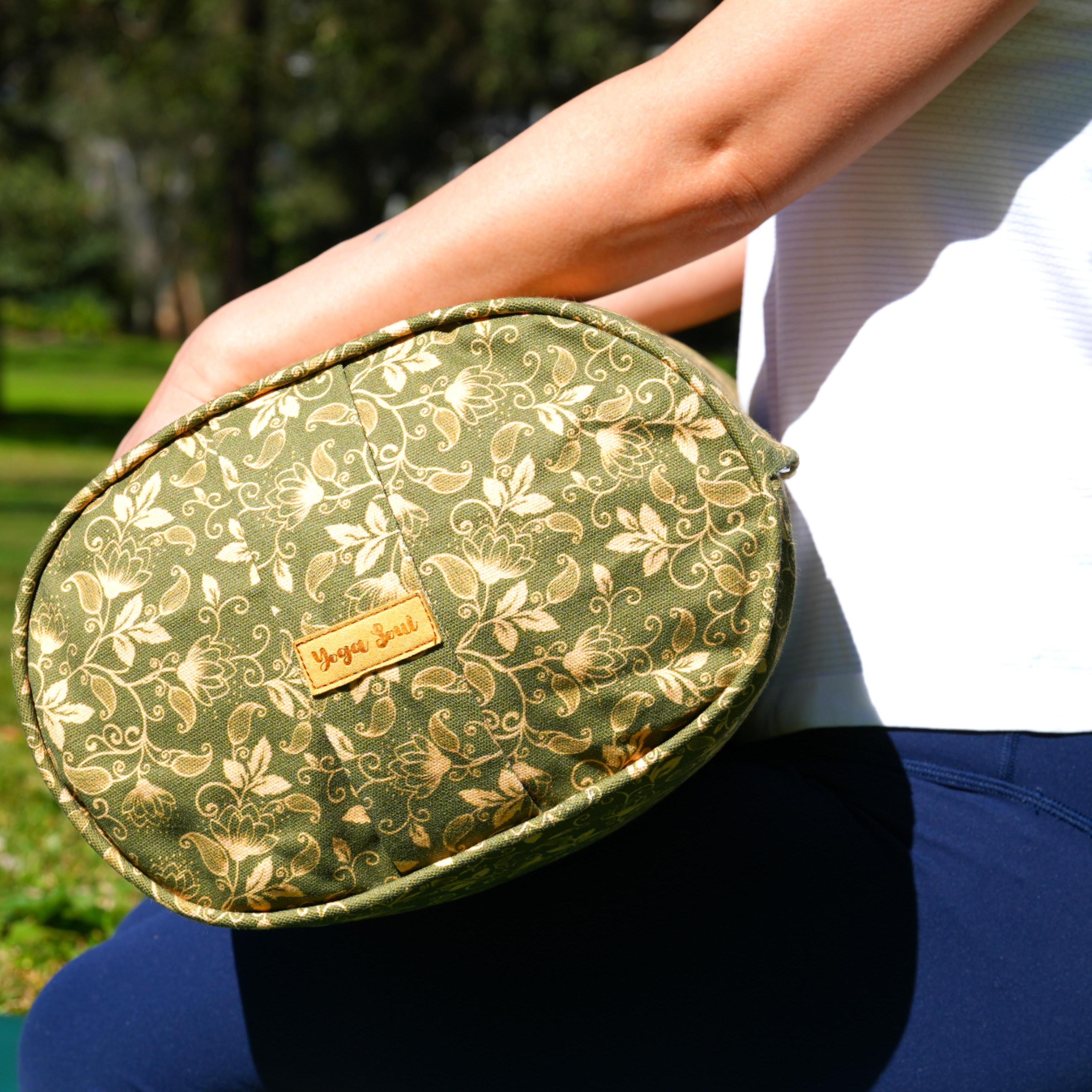 Oval Yoga Bolster | Sacred Lotus| Olive