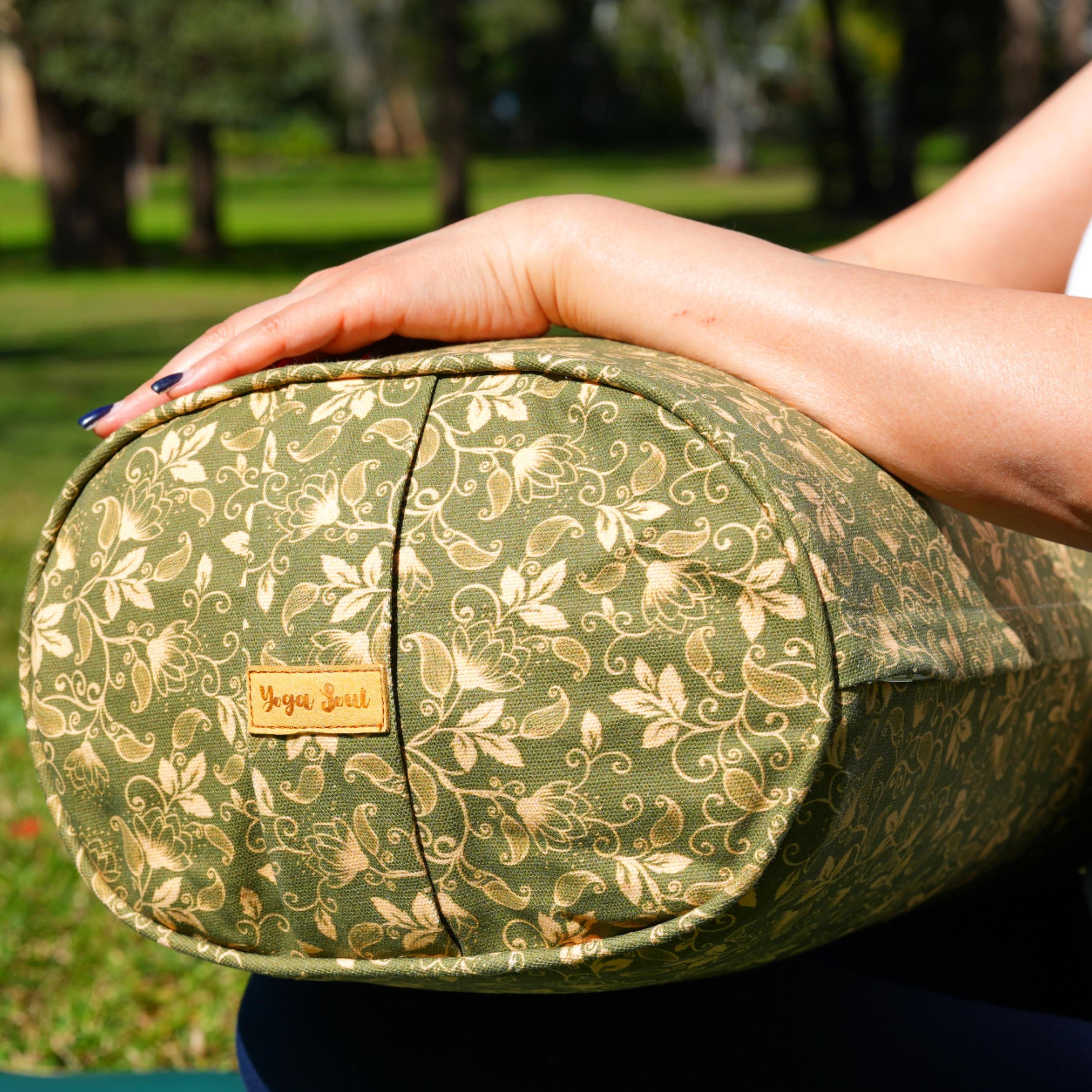 Oval Yoga Bolster | Sacred Lotus| Olive