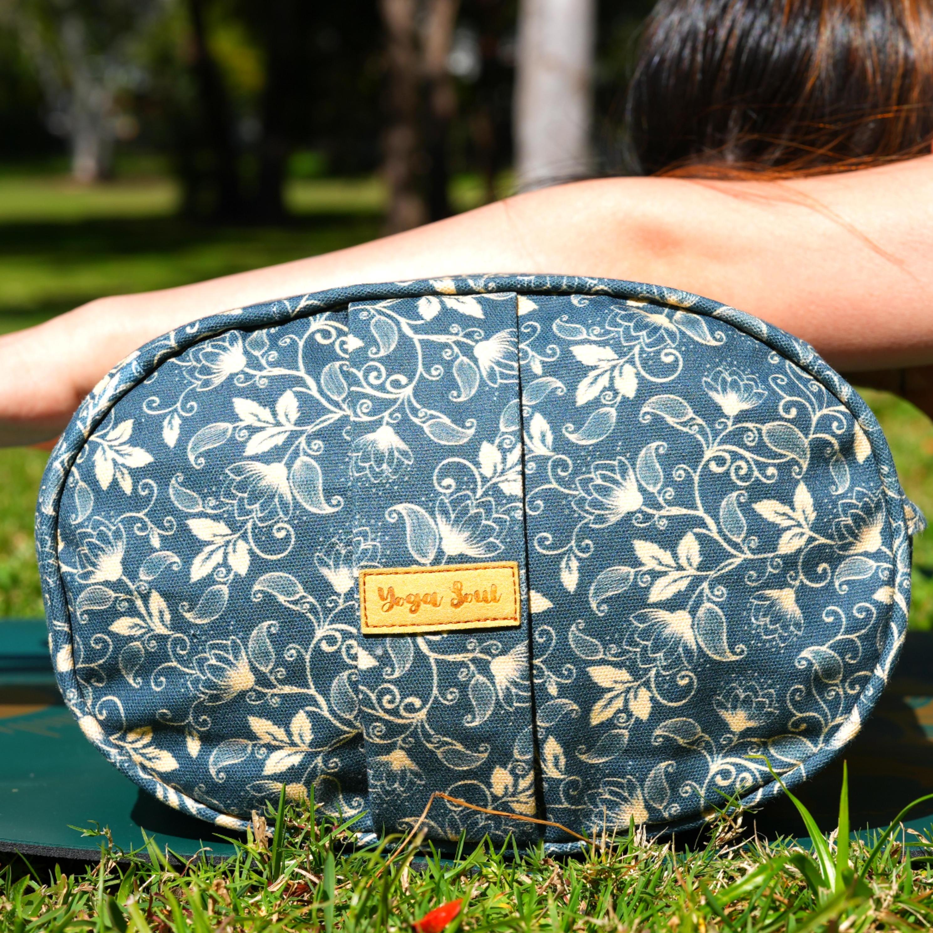 Oval Yoga Bolster | Sacred Lotus| Deep Ocean