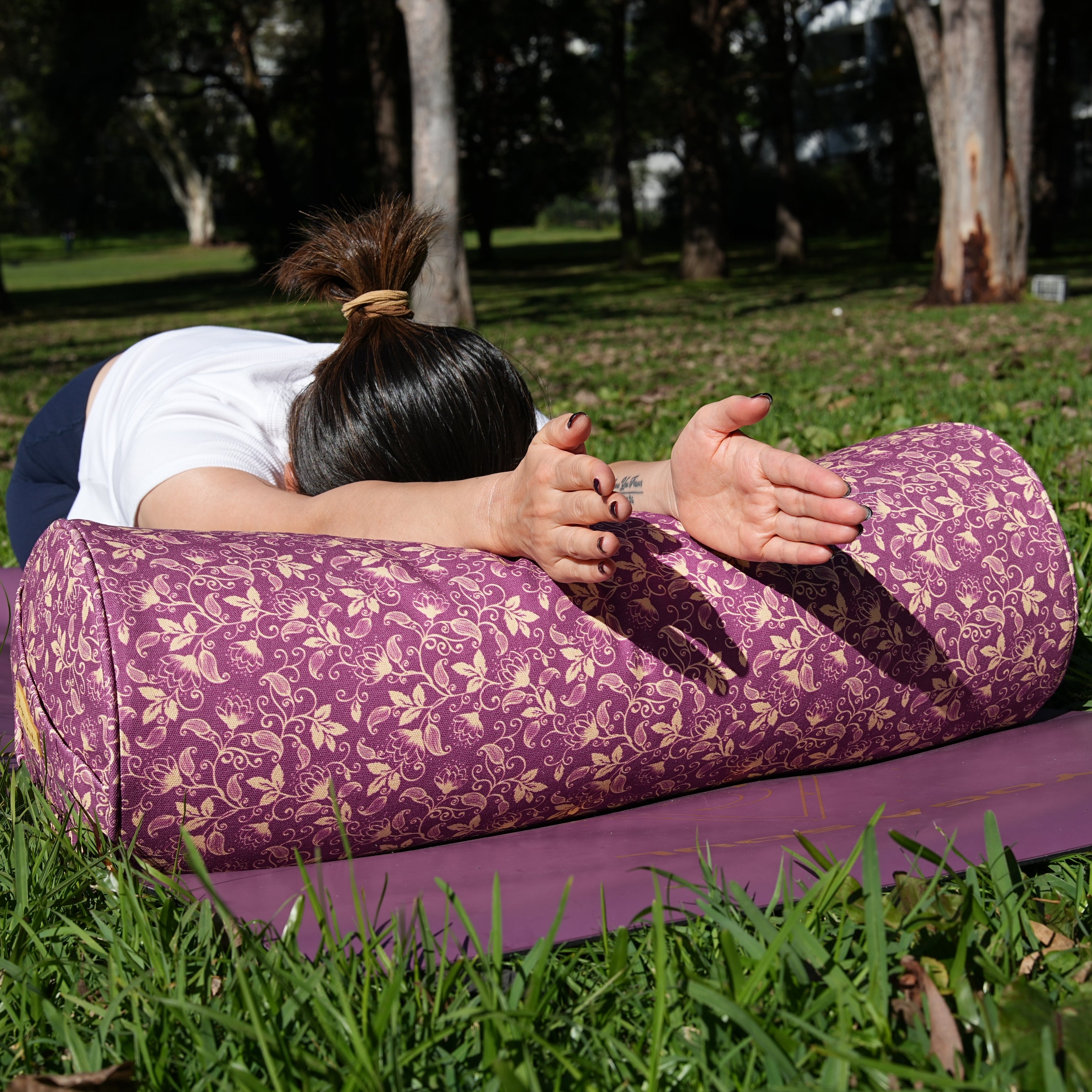 Round Yoga Bolster | Shanti Lotus| Amethyst