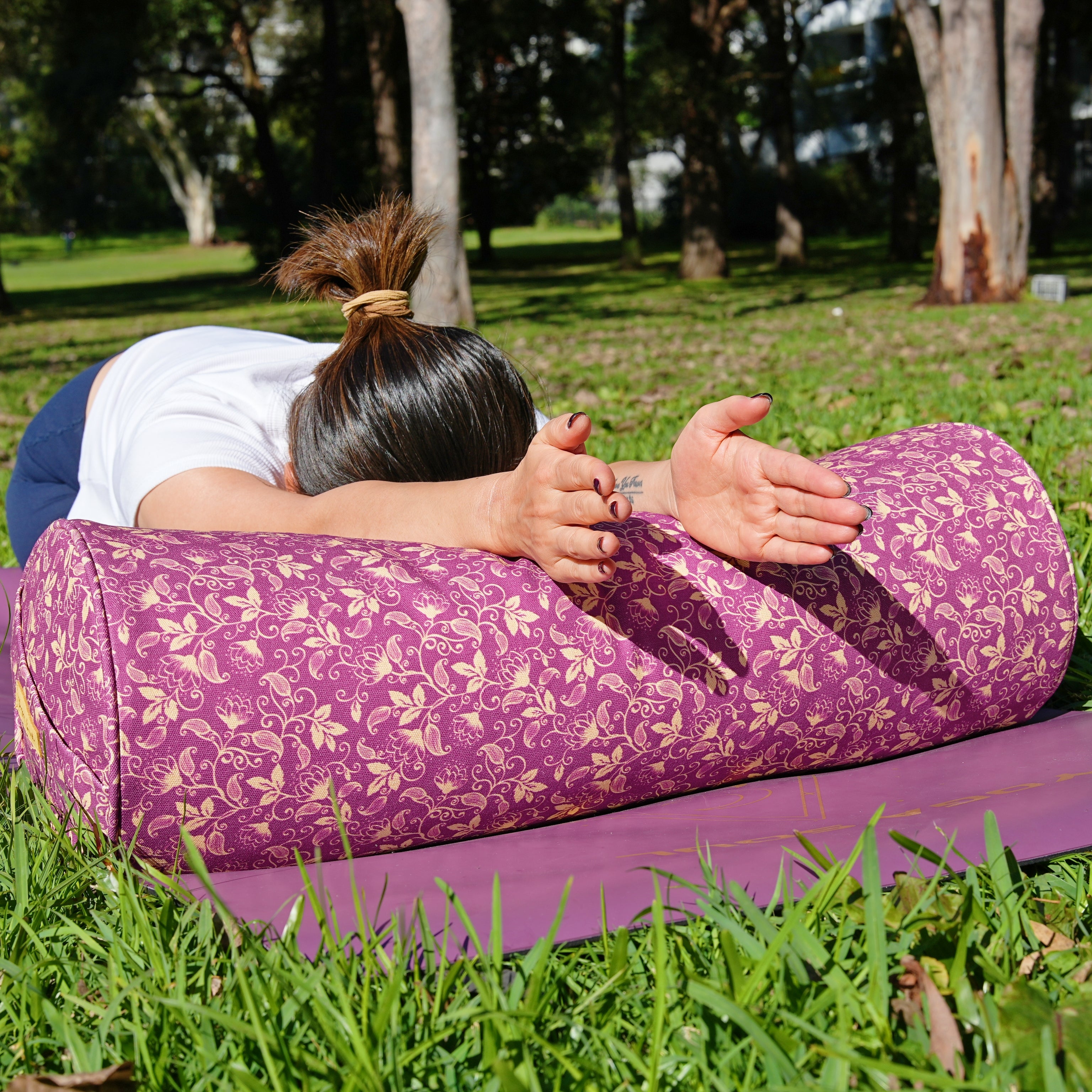 Round Yoga Bolster | Shanti Lotus| Amethyst