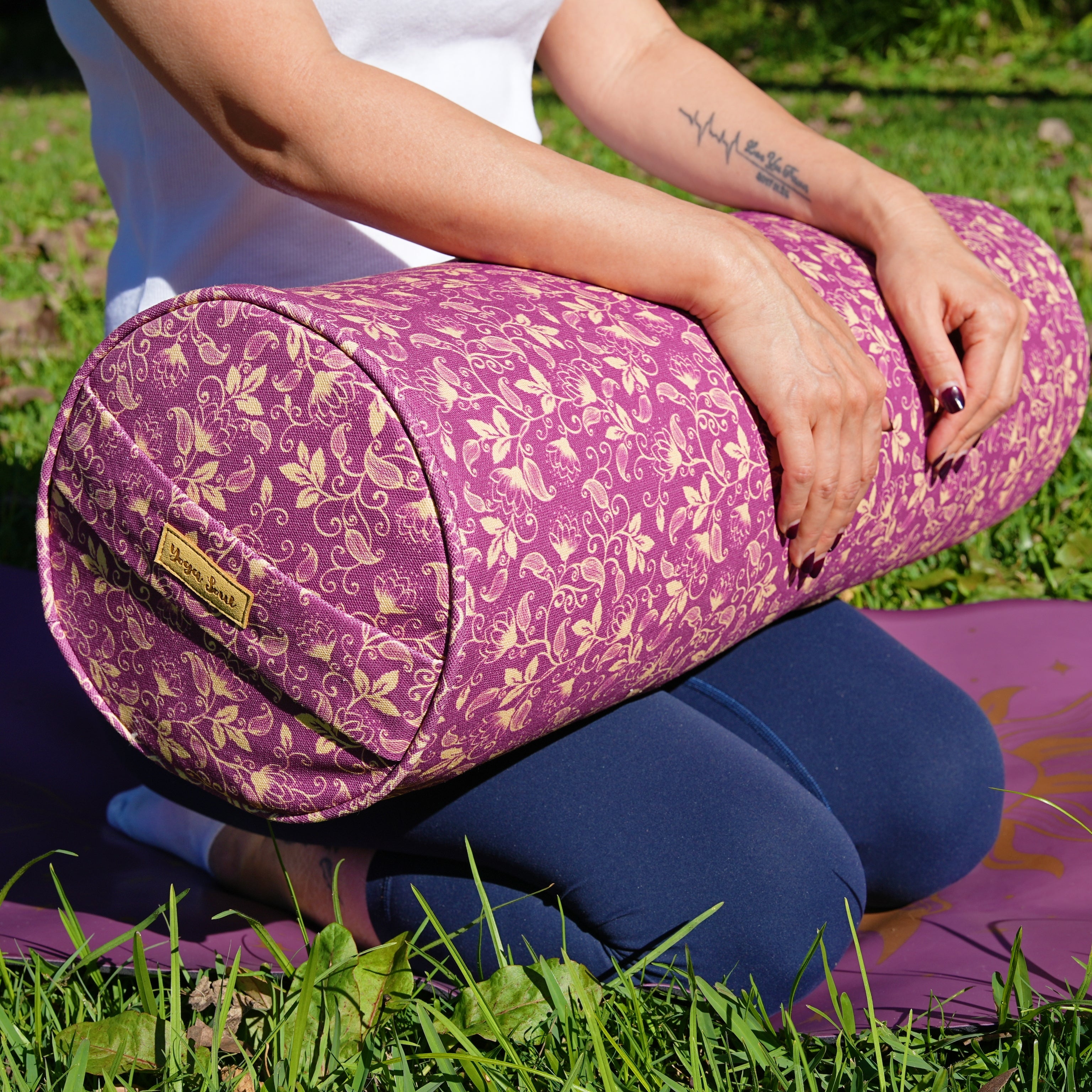 Round Yoga Bolster | Shanti Lotus| Amethyst