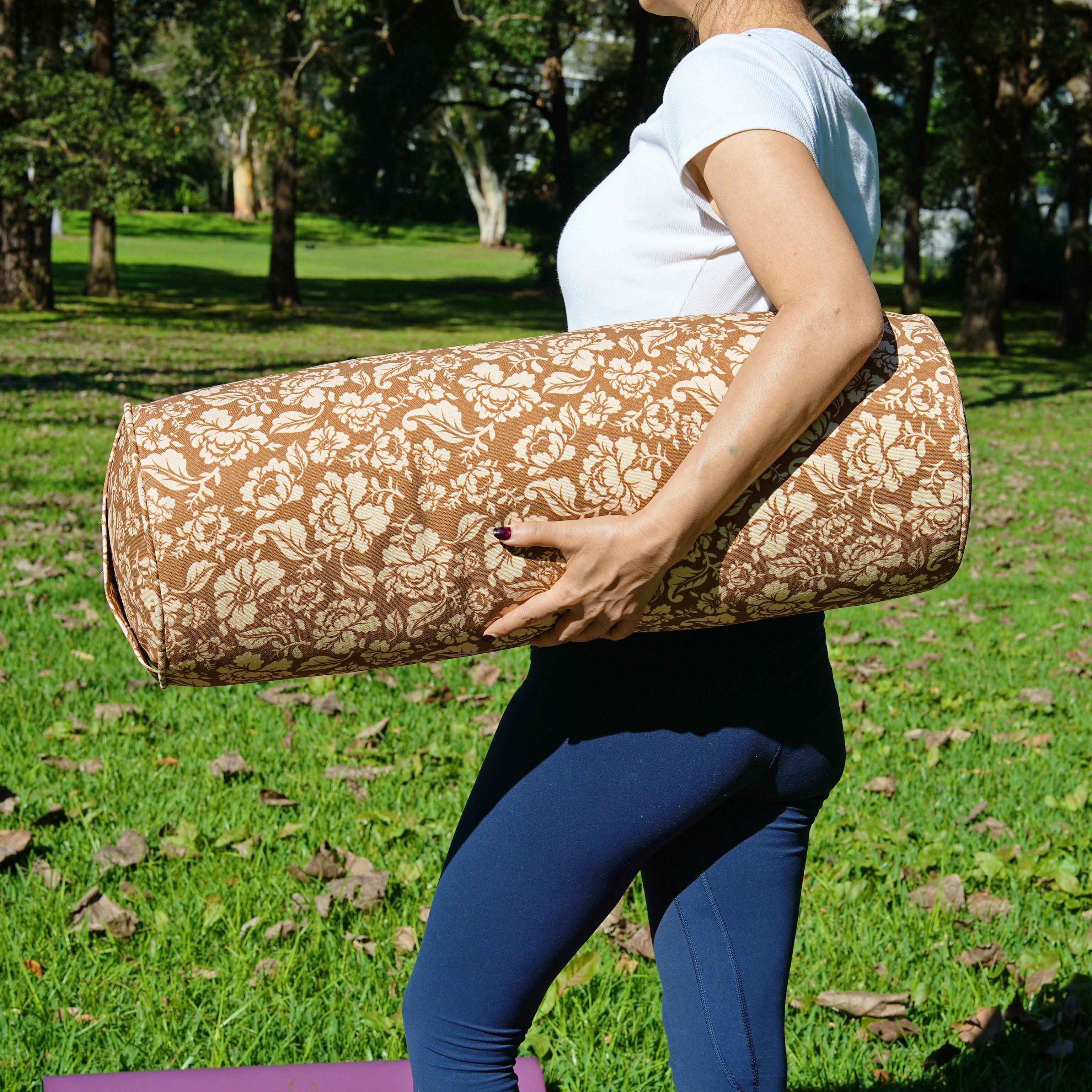 Round Yoga Bolster | Ananda Rose | Caramel