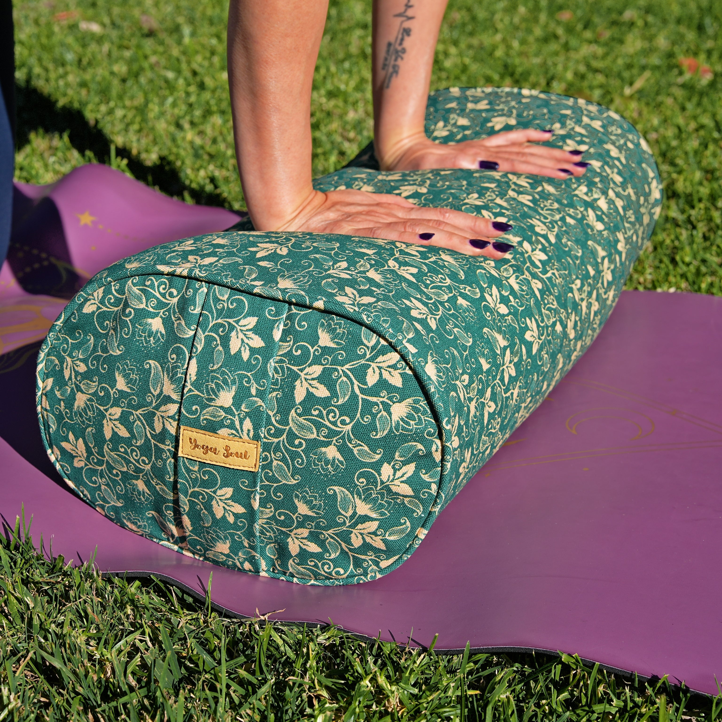 Oval Yoga Bolster | Shanti Lotus | Trekking Green