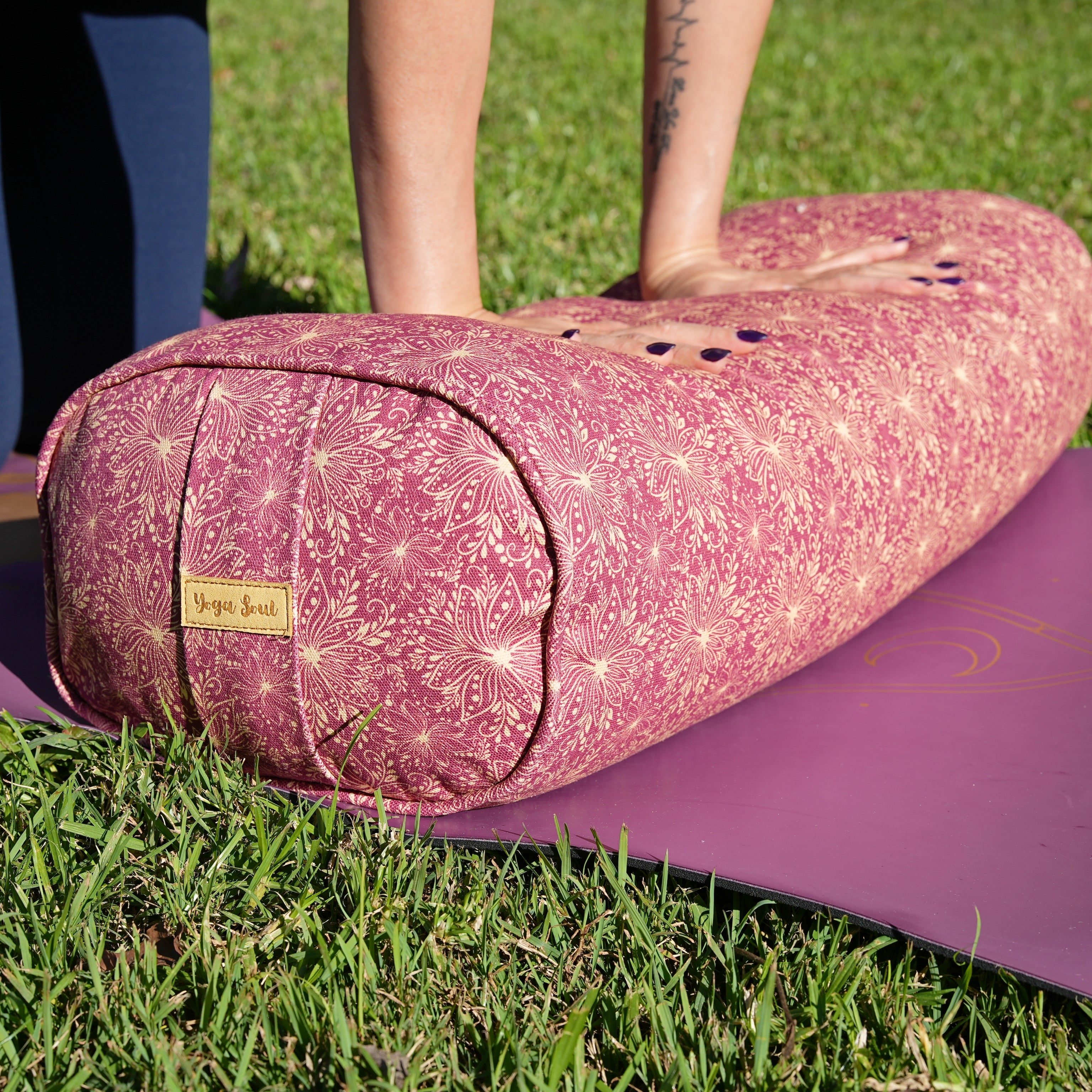 Oval Yoga Bolster | Sattva Lotus | Aura Red