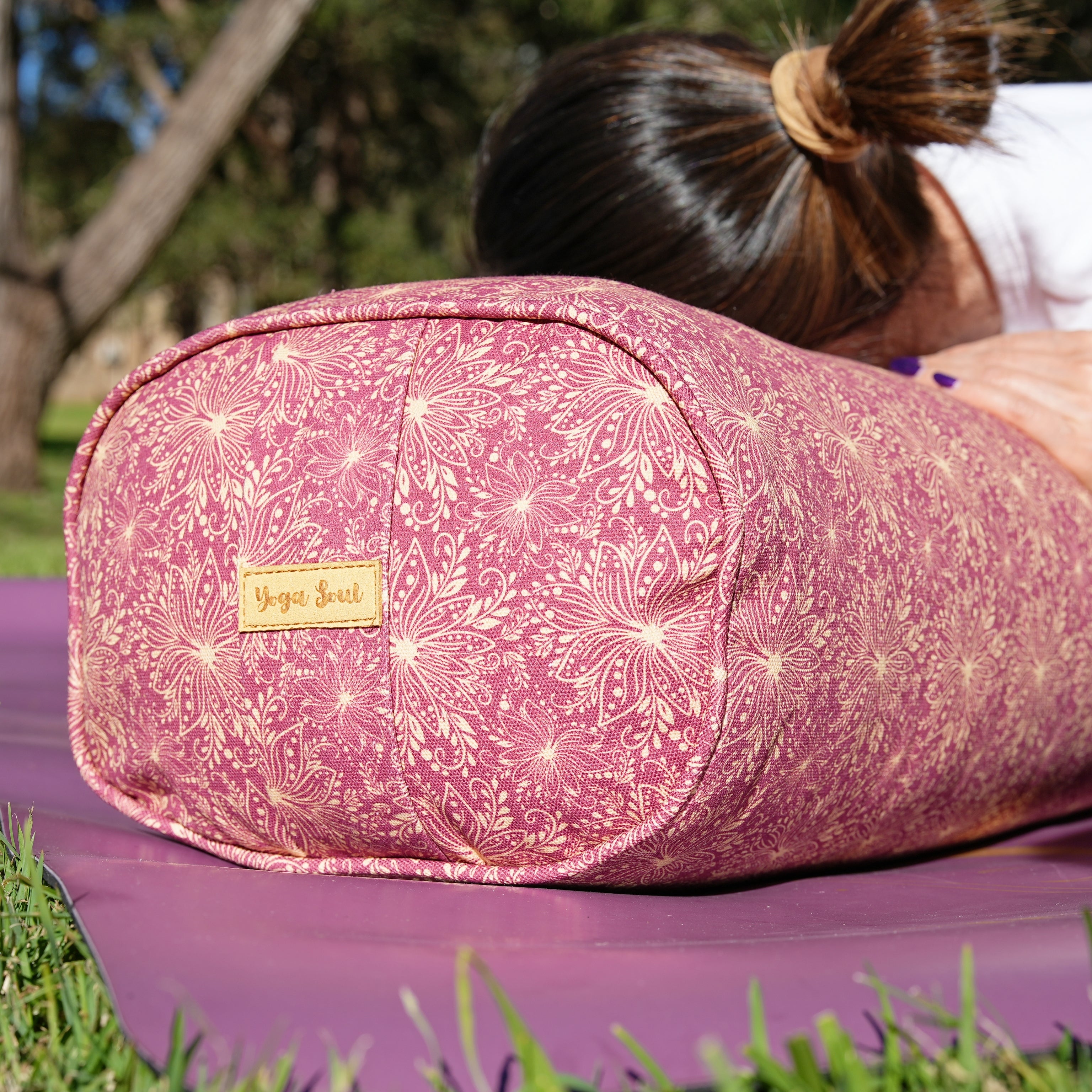 Oval Yoga Bolster | Sattva Lotus | Aura Red
